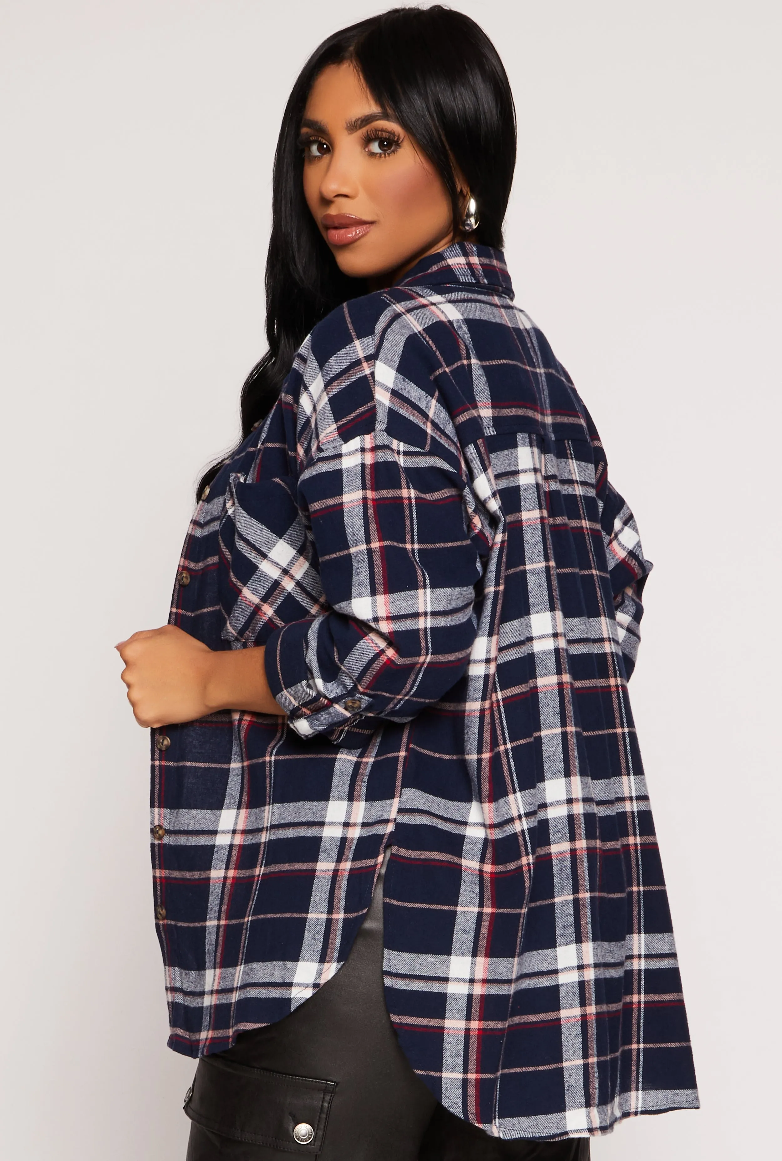 Plaid Flannel Tabbed Sleeve Shirt sold by Rainbow product image thumbnail 3