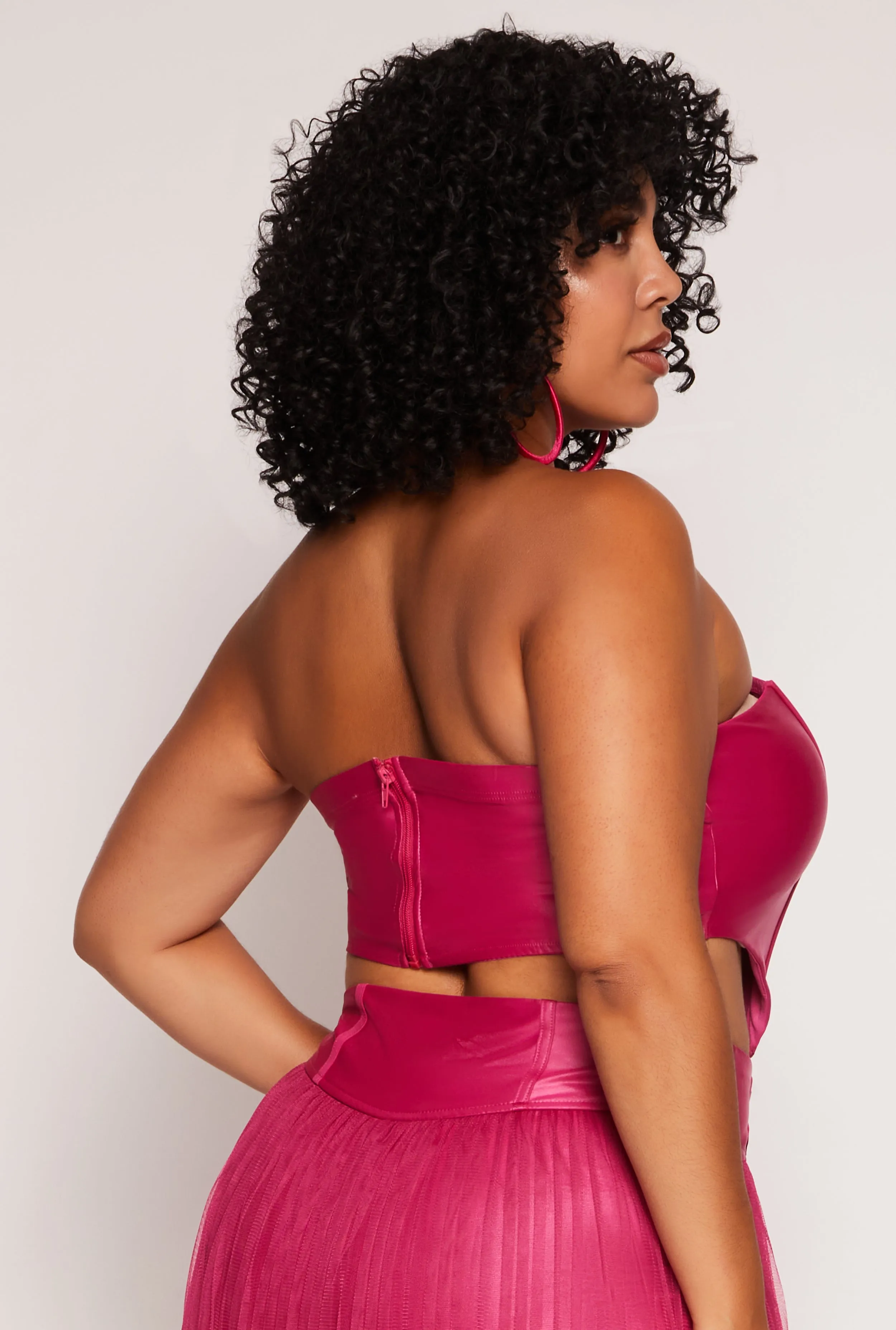 Plus Size Faux Leather Corset Tube Top sold by Rainbow product image thumbnail 3
