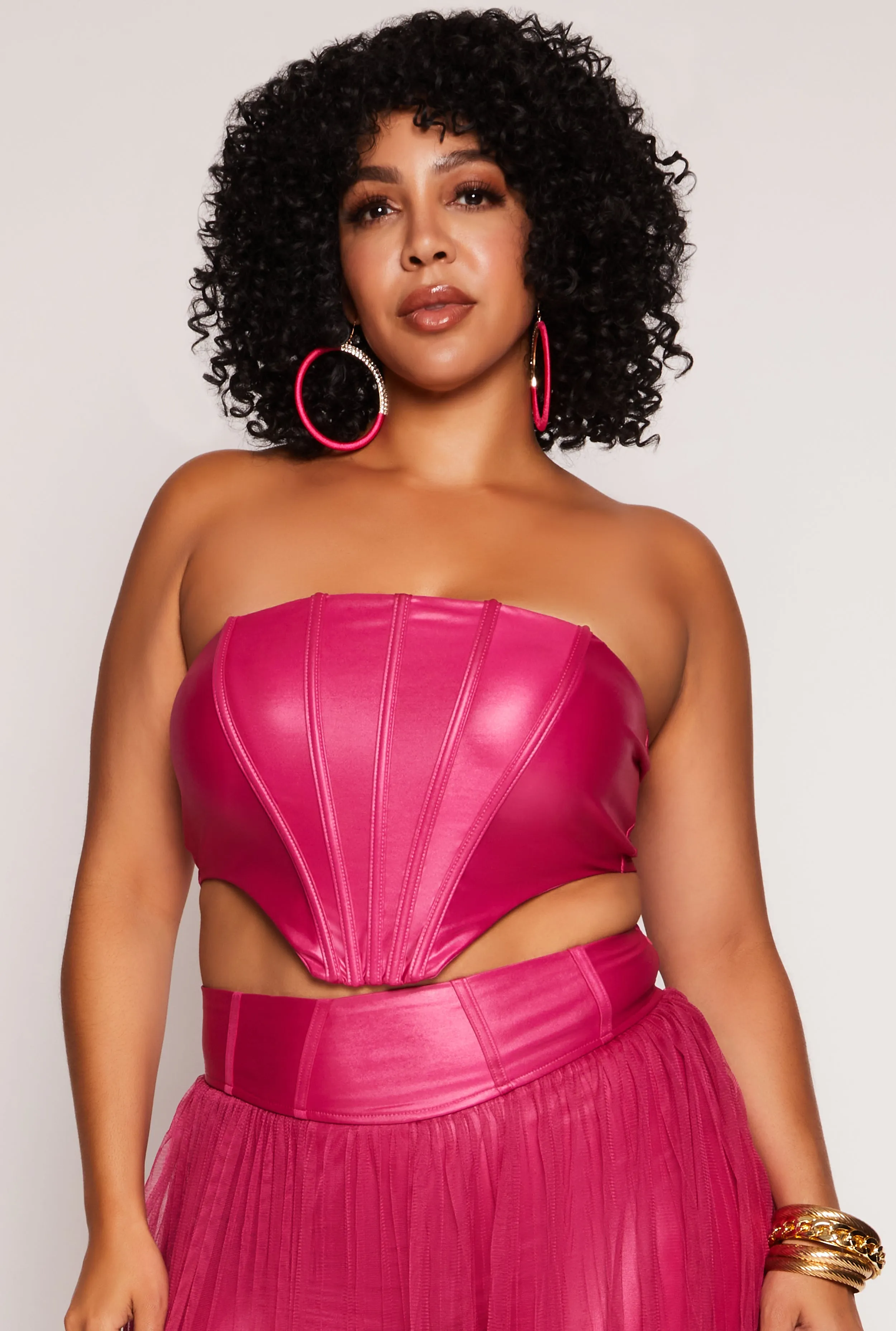 Plus Size Faux Leather Corset Tube Top sold by Rainbow