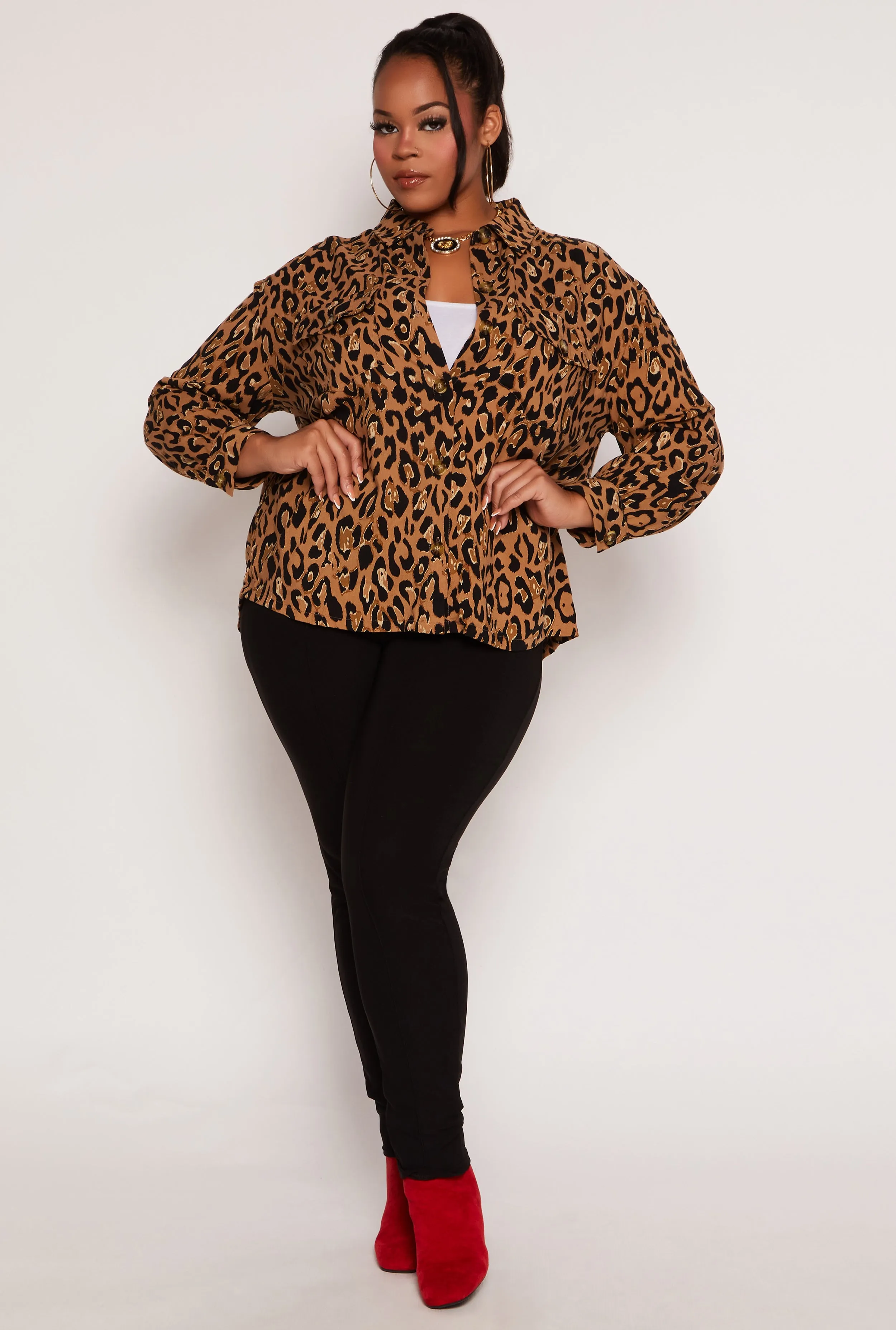 Plus Size Animal Print Button Front Blouse sold by Rainbow product image thumbnail 2