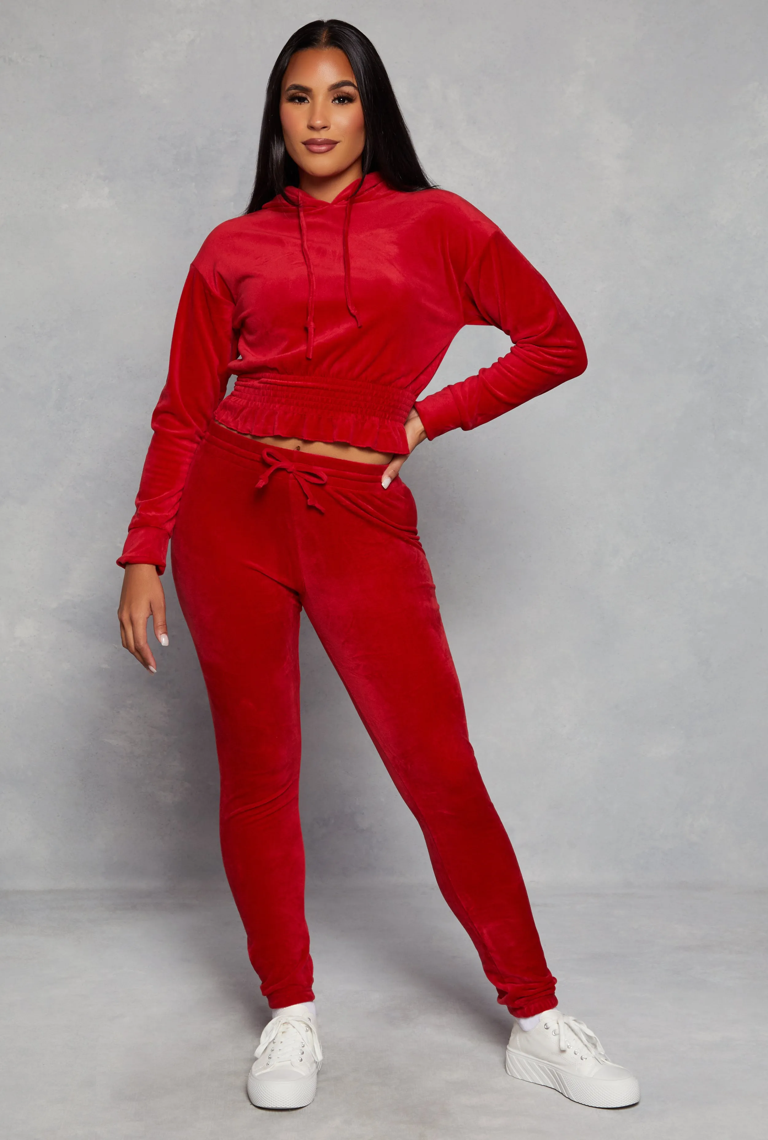 Velour High Waist Drawstring Joggers sold by Rainbow