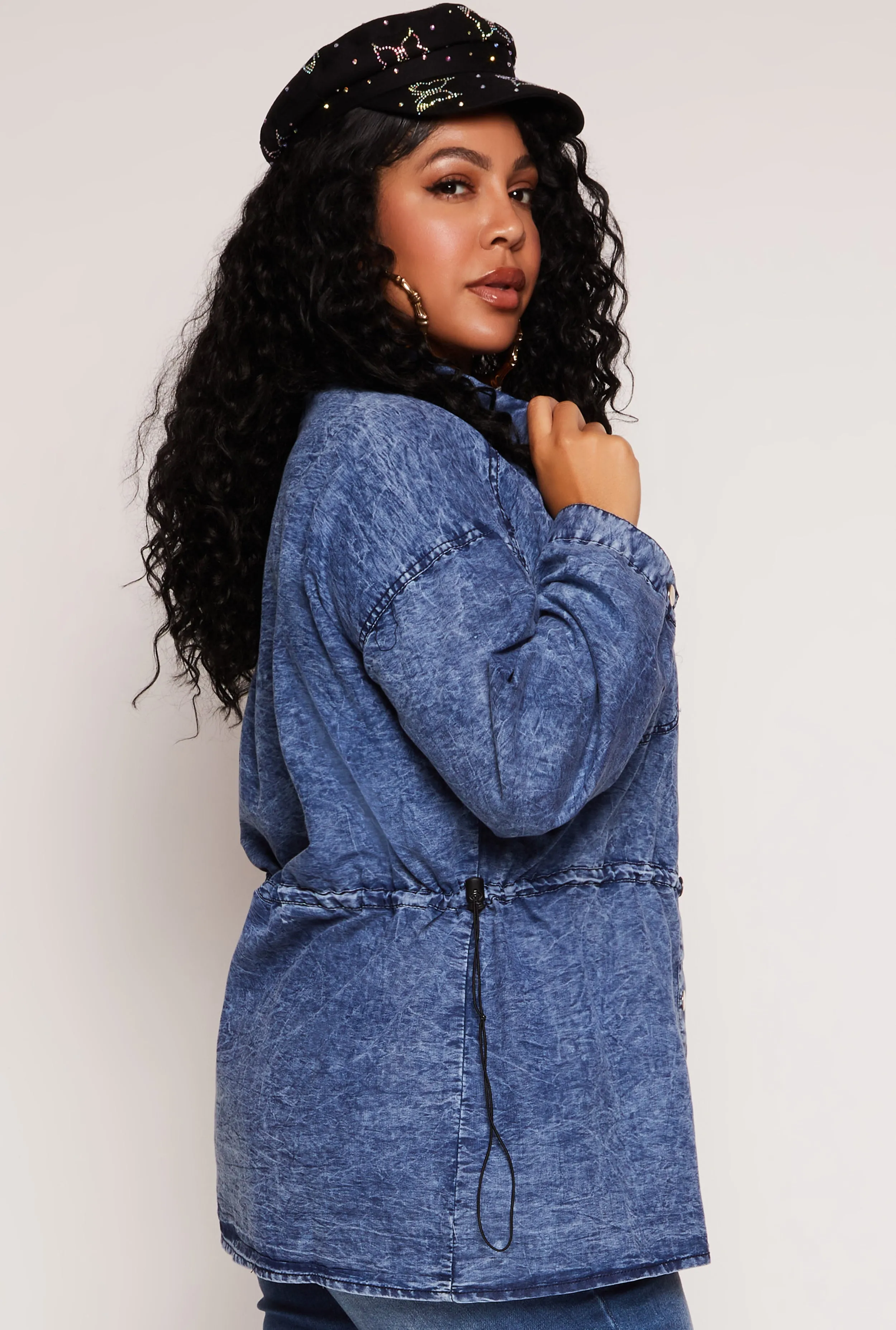 Plus Size Toggle Drawstring Waist Acid Wash Shirt sold by Rainbow product image thumbnail 3