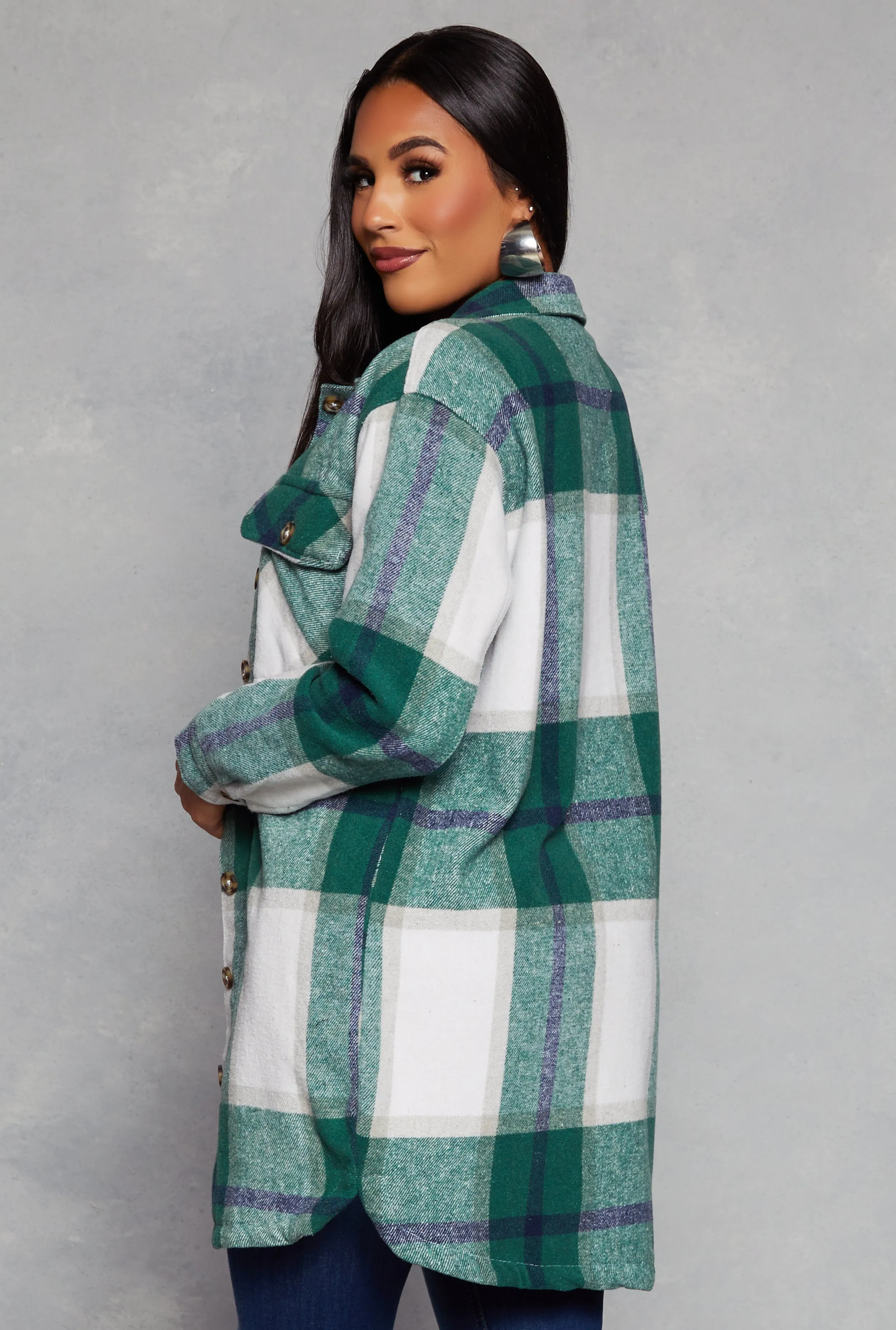 Plaid Long Shacket sold by Rainbow product image thumbnail 3