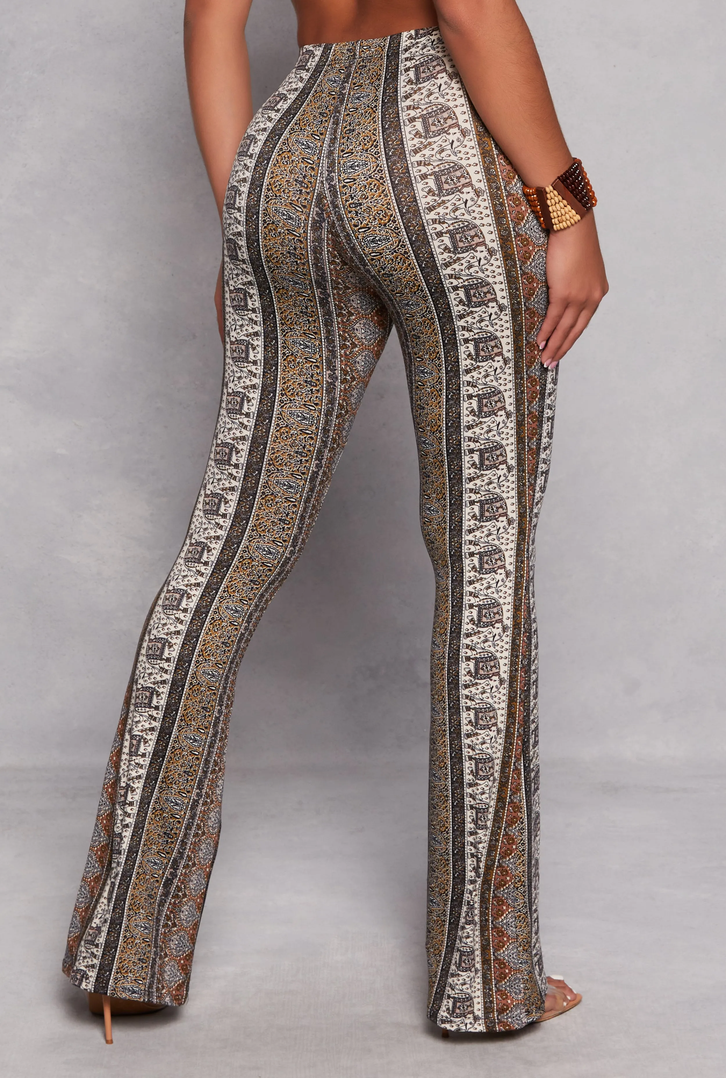 Paisley Border Print High Waisted Flare Pants sold by Rainbow product image thumbnail 3