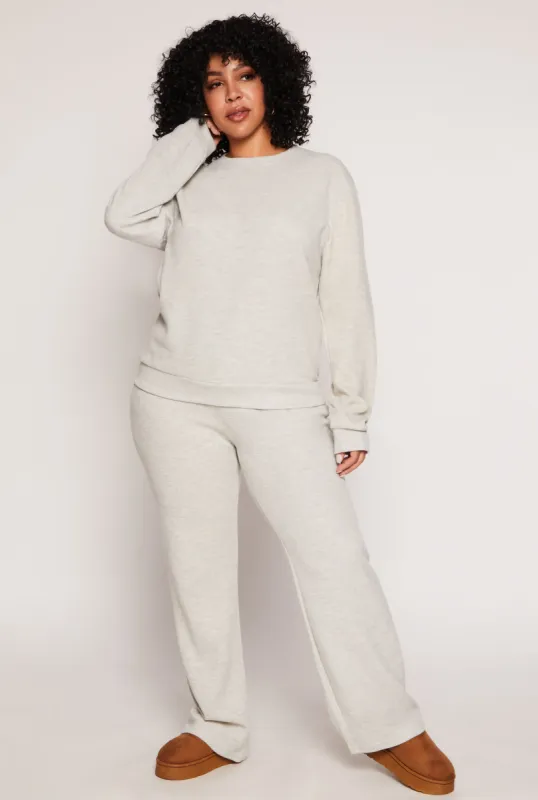 Plus Size Brushed Knit High Waist Pants sold by Rainbow