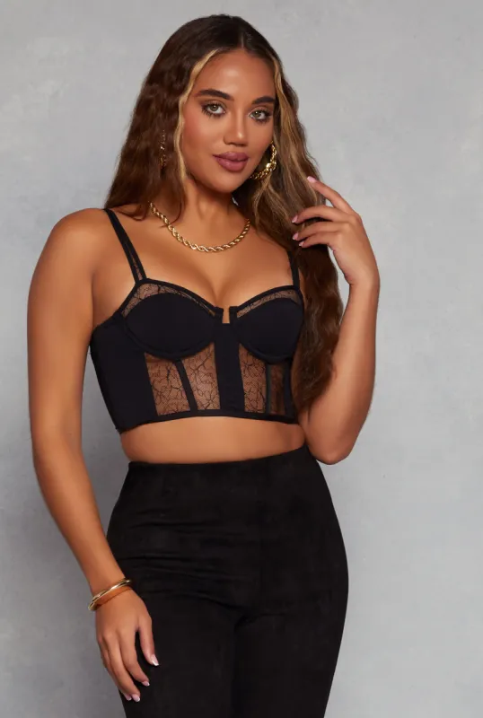 Floral Lace Detail Bustier Top sold by Rainbow