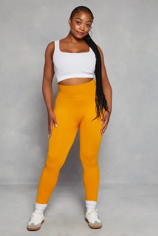 Plus Size Seamless Cable Knit High Waist Leggings sold by Rainbow