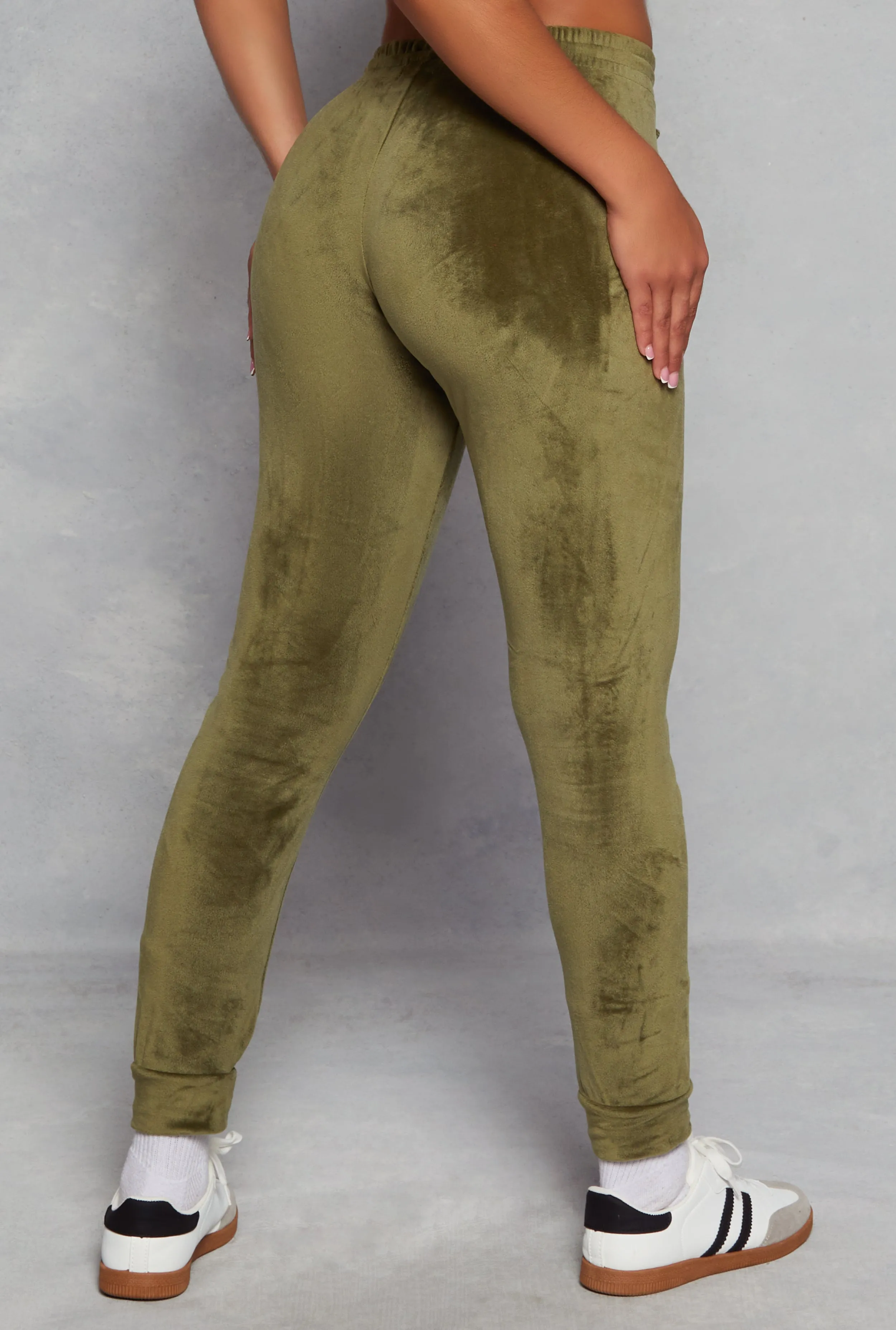 Solid Velour High Waist Drawstring Joggers sold by Rainbow product image thumbnail 3