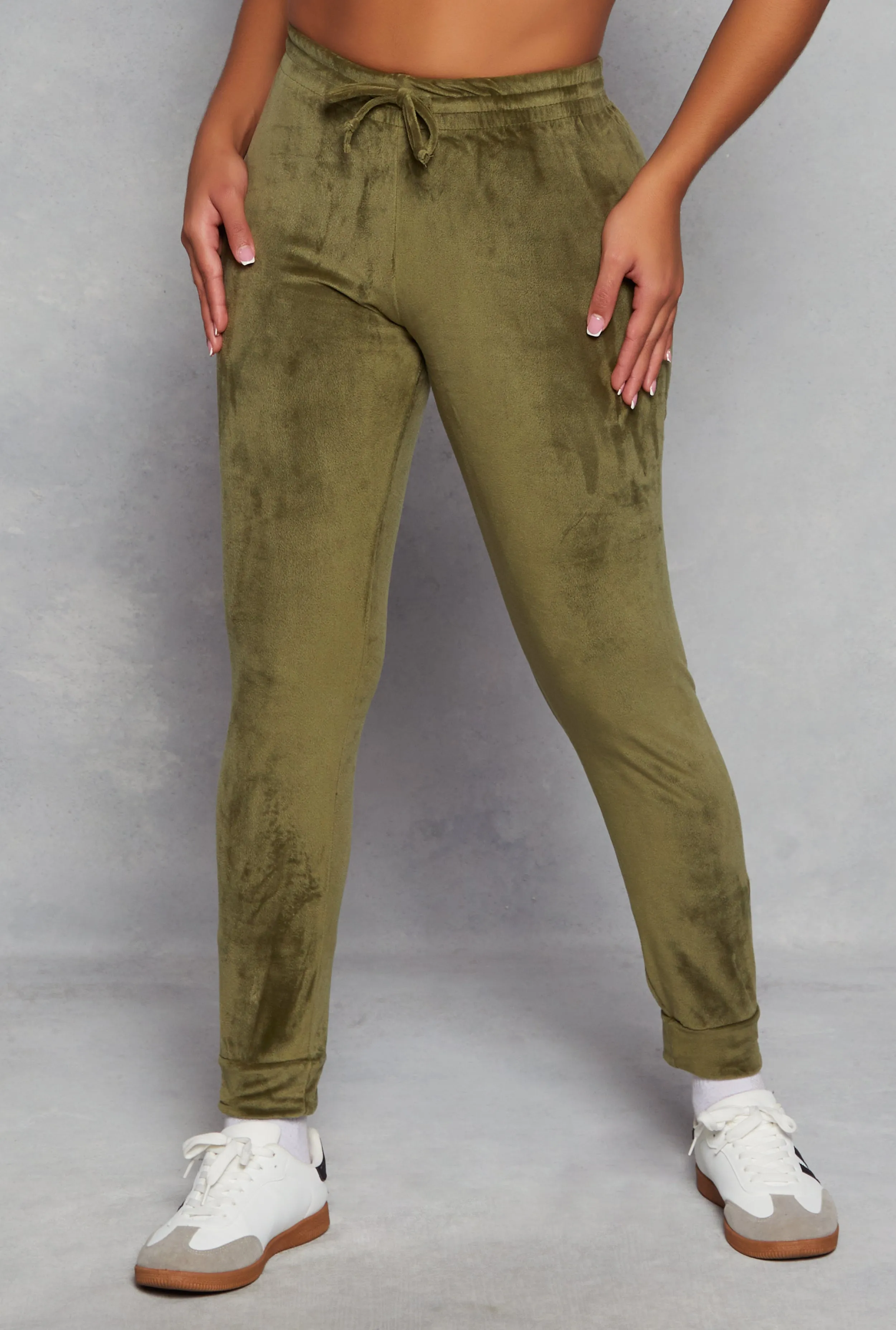 Solid Velour High Waist Drawstring Joggers sold by Rainbow product image thumbnail 2