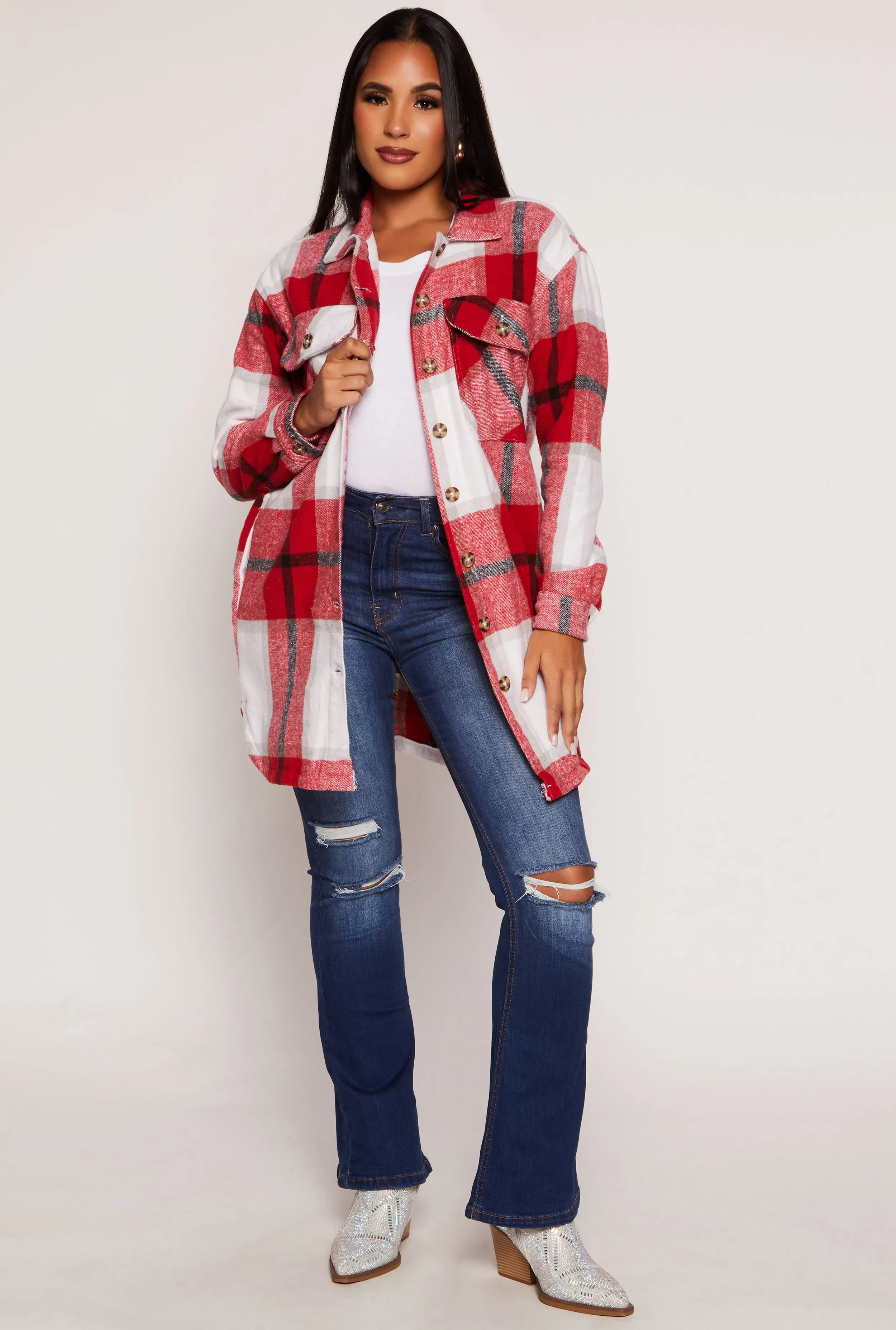 Plaid Long Shacket sold by Rainbow product image thumbnail 2