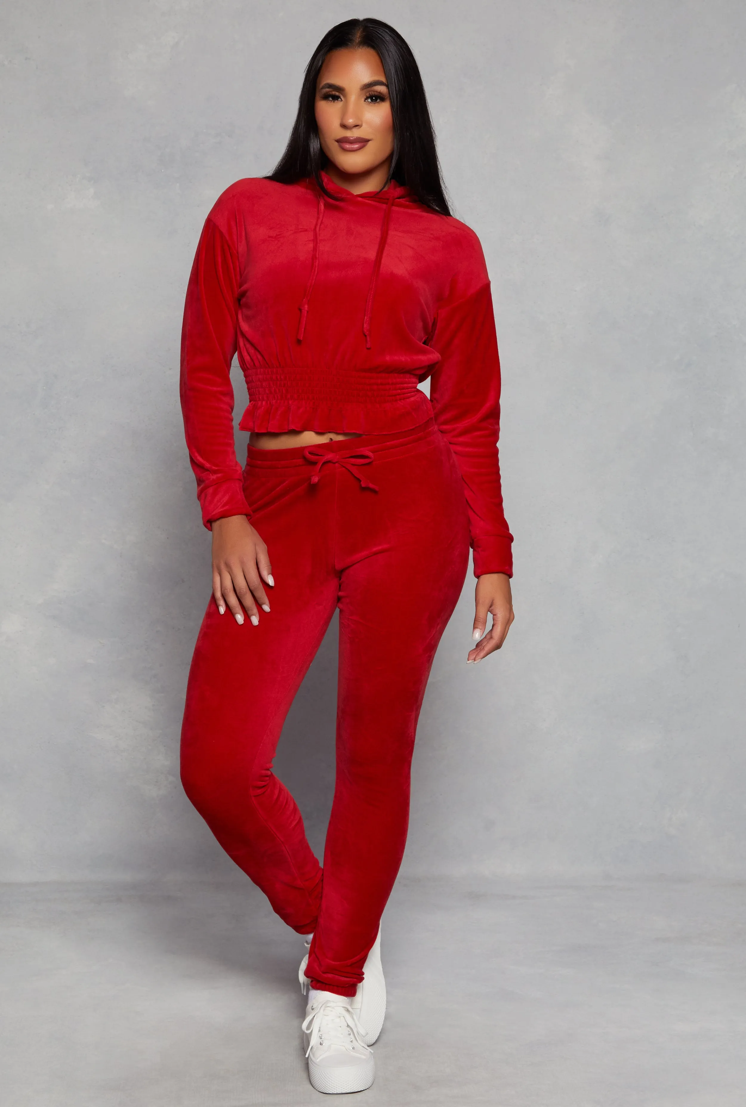 Velour Smocked Hem Pullover Hoodie sold by Rainbow product image thumbnail 2