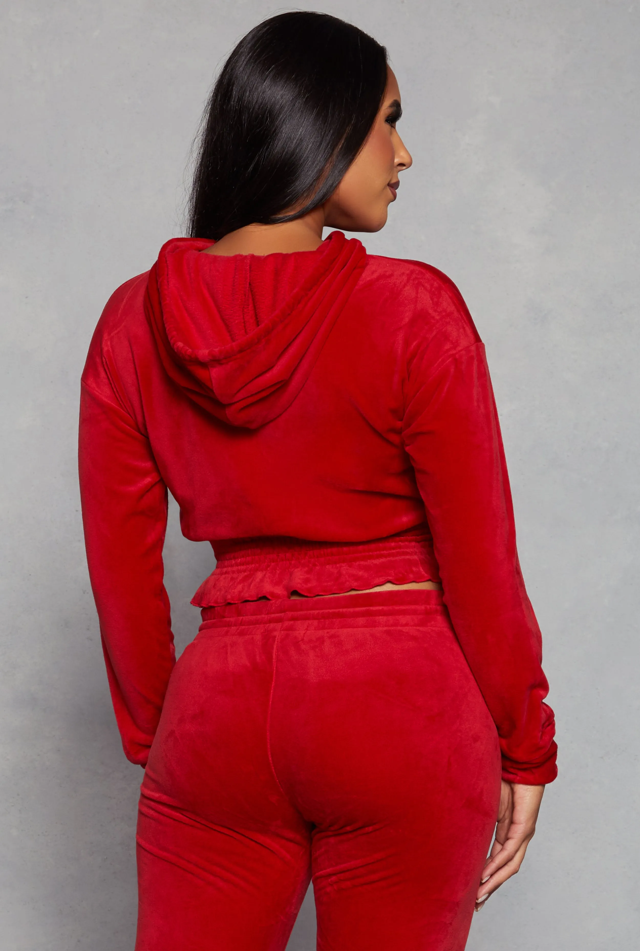 Velour Smocked Hem Pullover Hoodie sold by Rainbow product image thumbnail 3