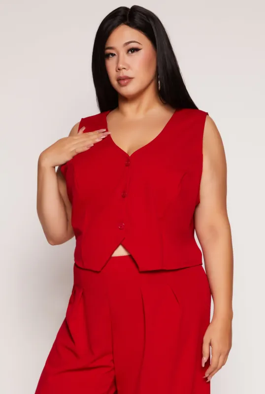Plus Size Three Button Vest sold by Rainbow