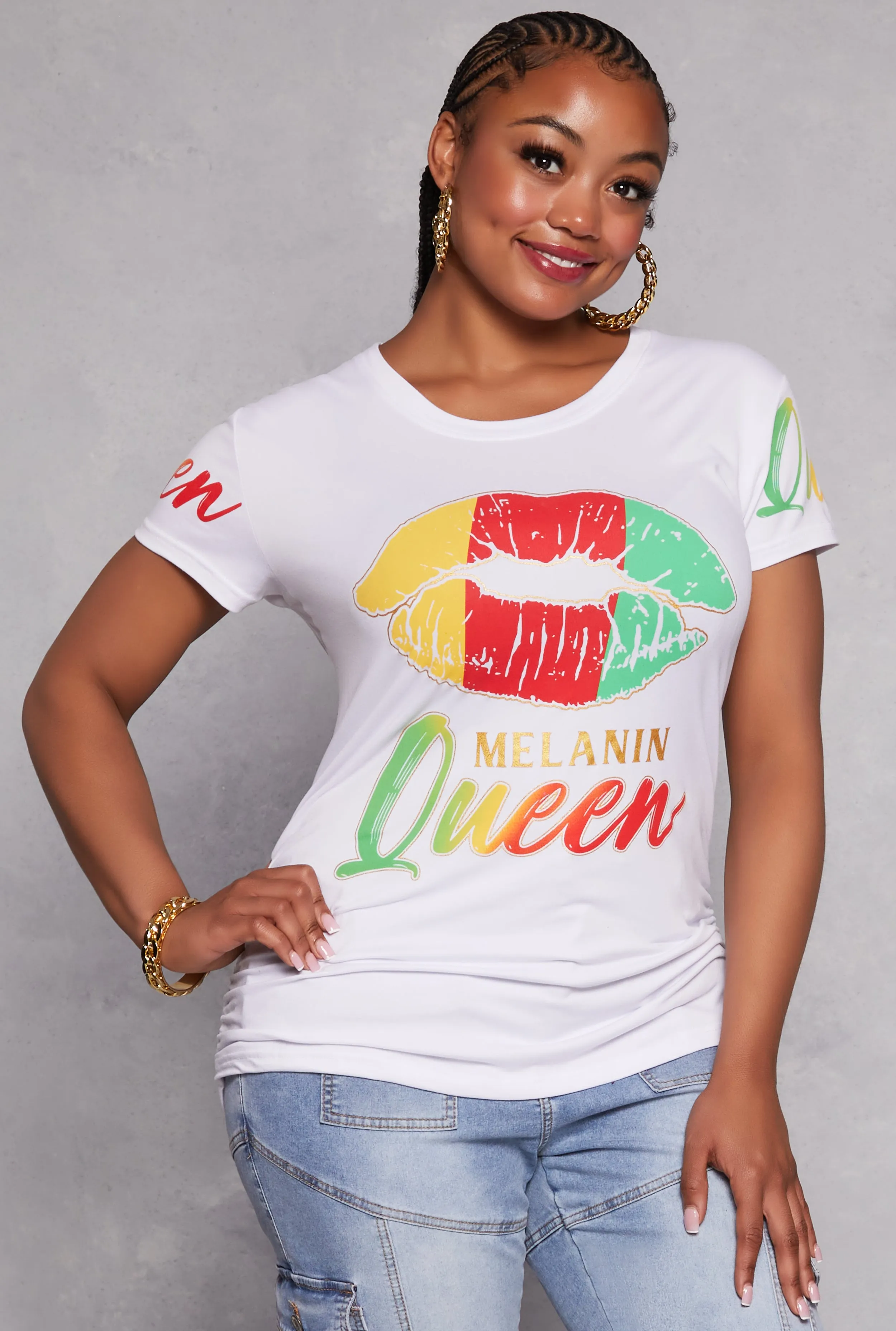 Plus Size Melanin Queen Graphic Tee sold by Rainbow