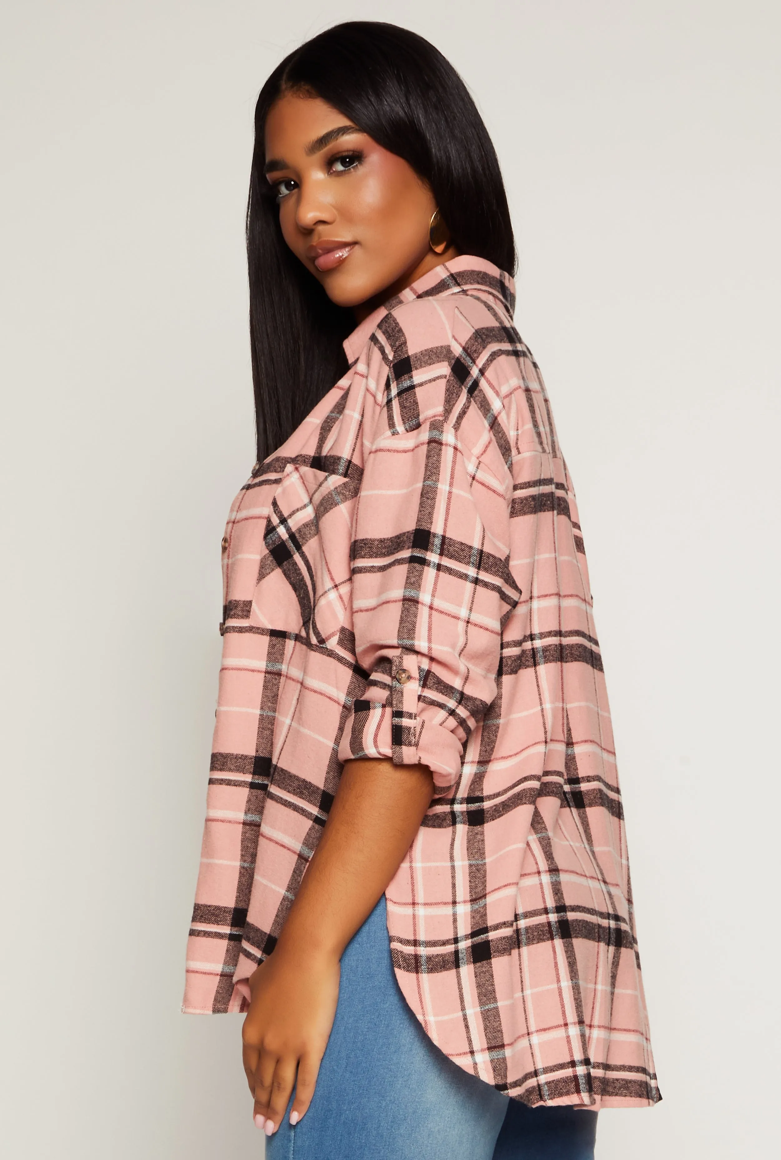 Plaid Flannel Tabbed Sleeve Shirt sold by Rainbow product image thumbnail 3