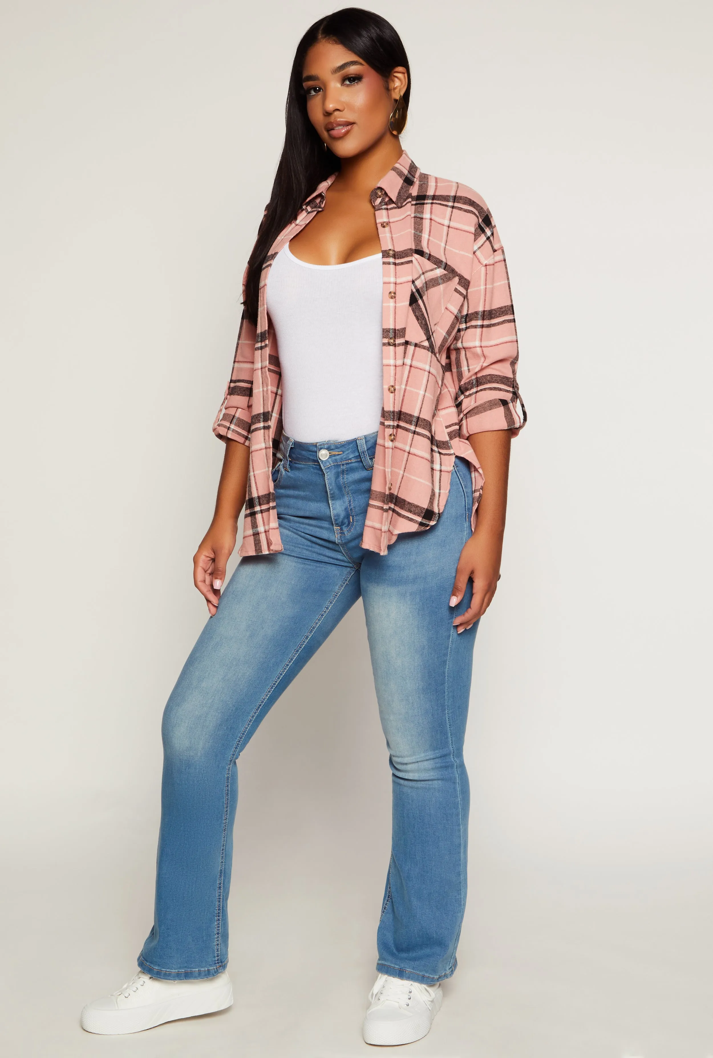 Plaid Flannel Tabbed Sleeve Shirt sold by Rainbow product image thumbnail 2