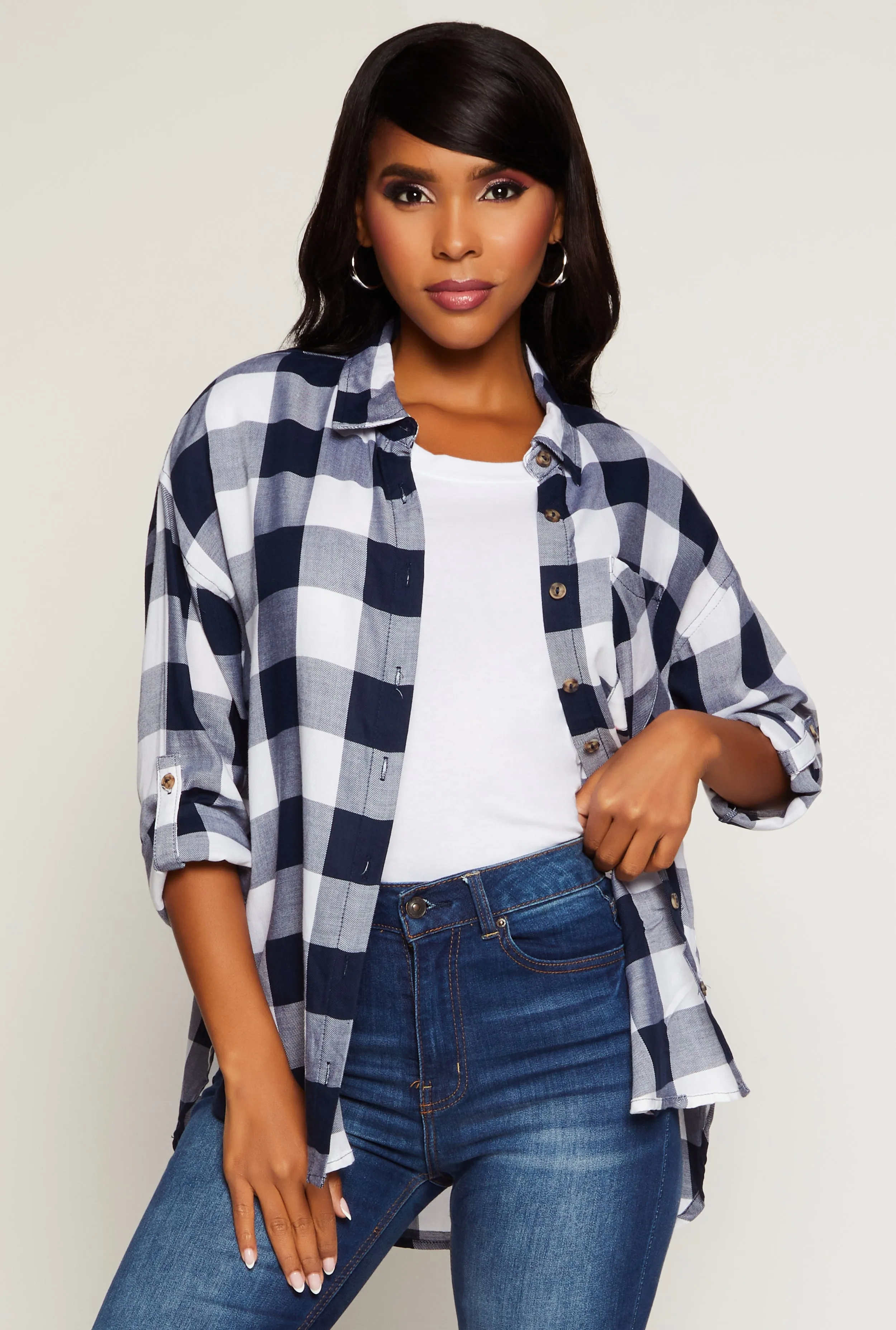 Buffalo Plaid Tunic Shirt sold by Rainbow