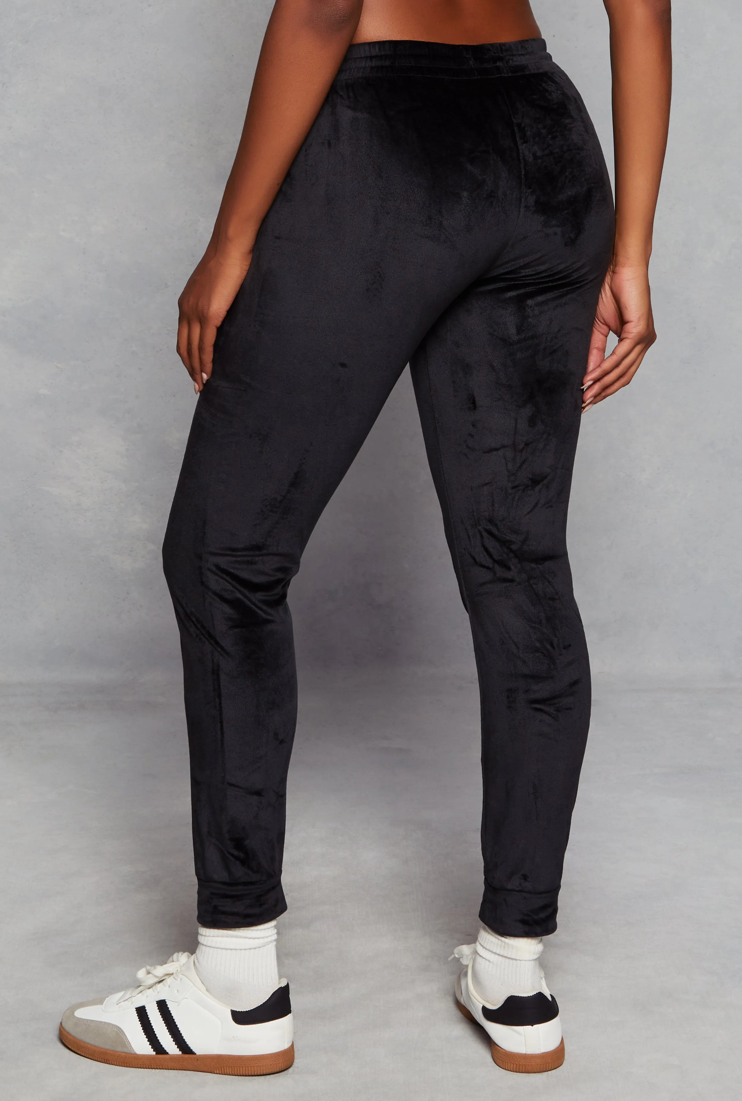 Solid Velour High Waist Drawstring Joggers sold by Rainbow product image thumbnail 3