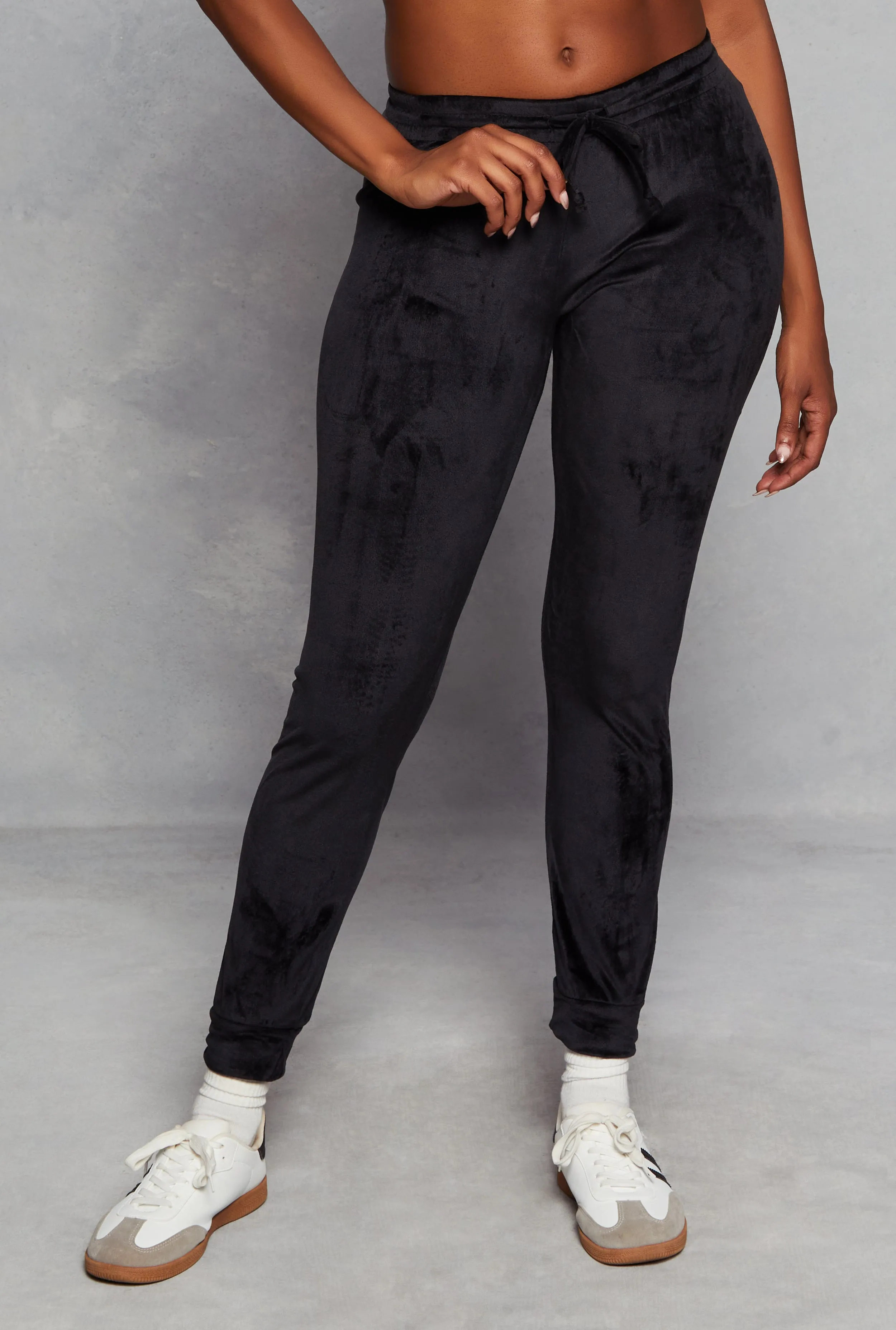 Solid Velour High Waist Drawstring Joggers sold by Rainbow product image thumbnail 2