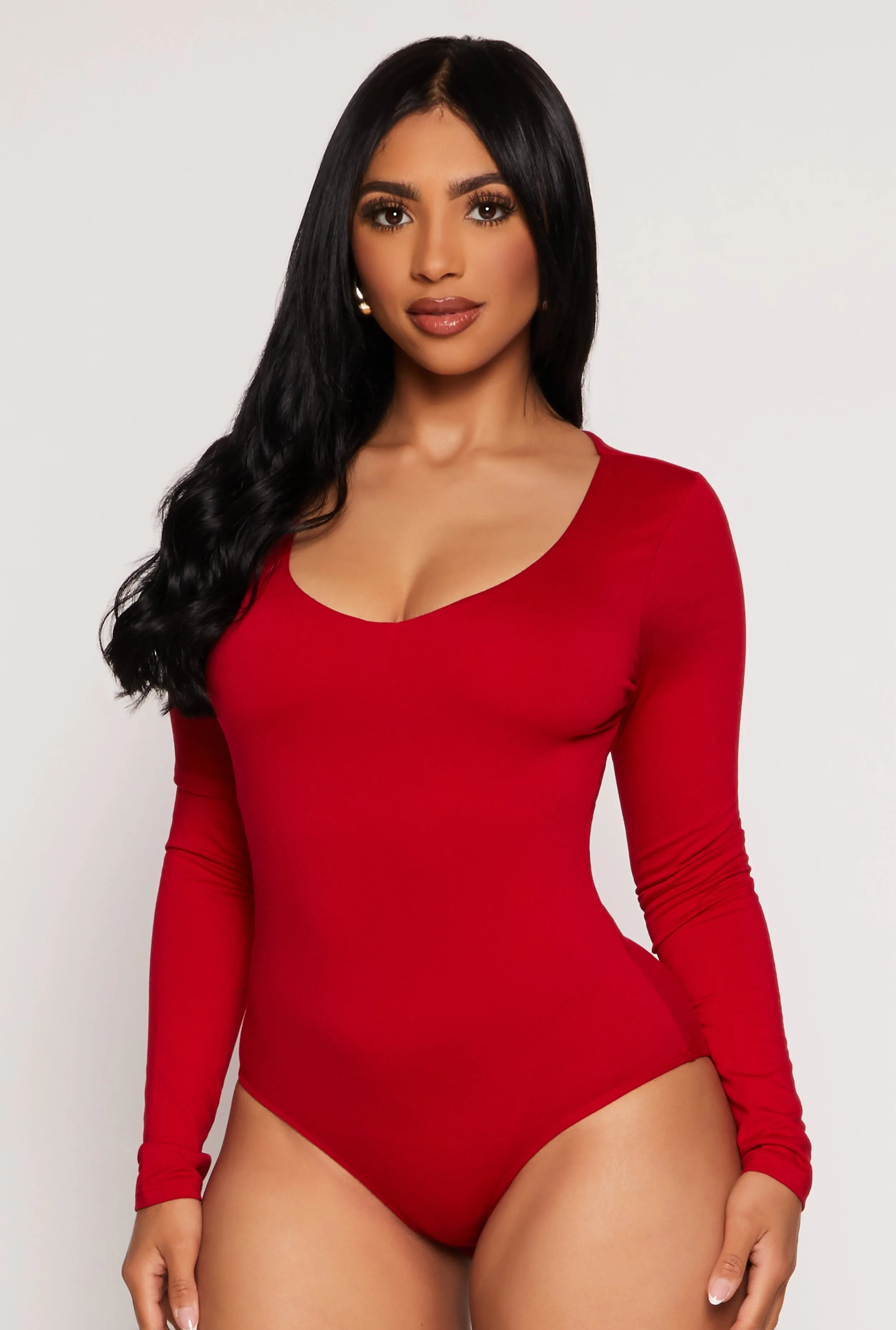 Basic V Neck Long Sleeve Bodysuit sold by Rainbow