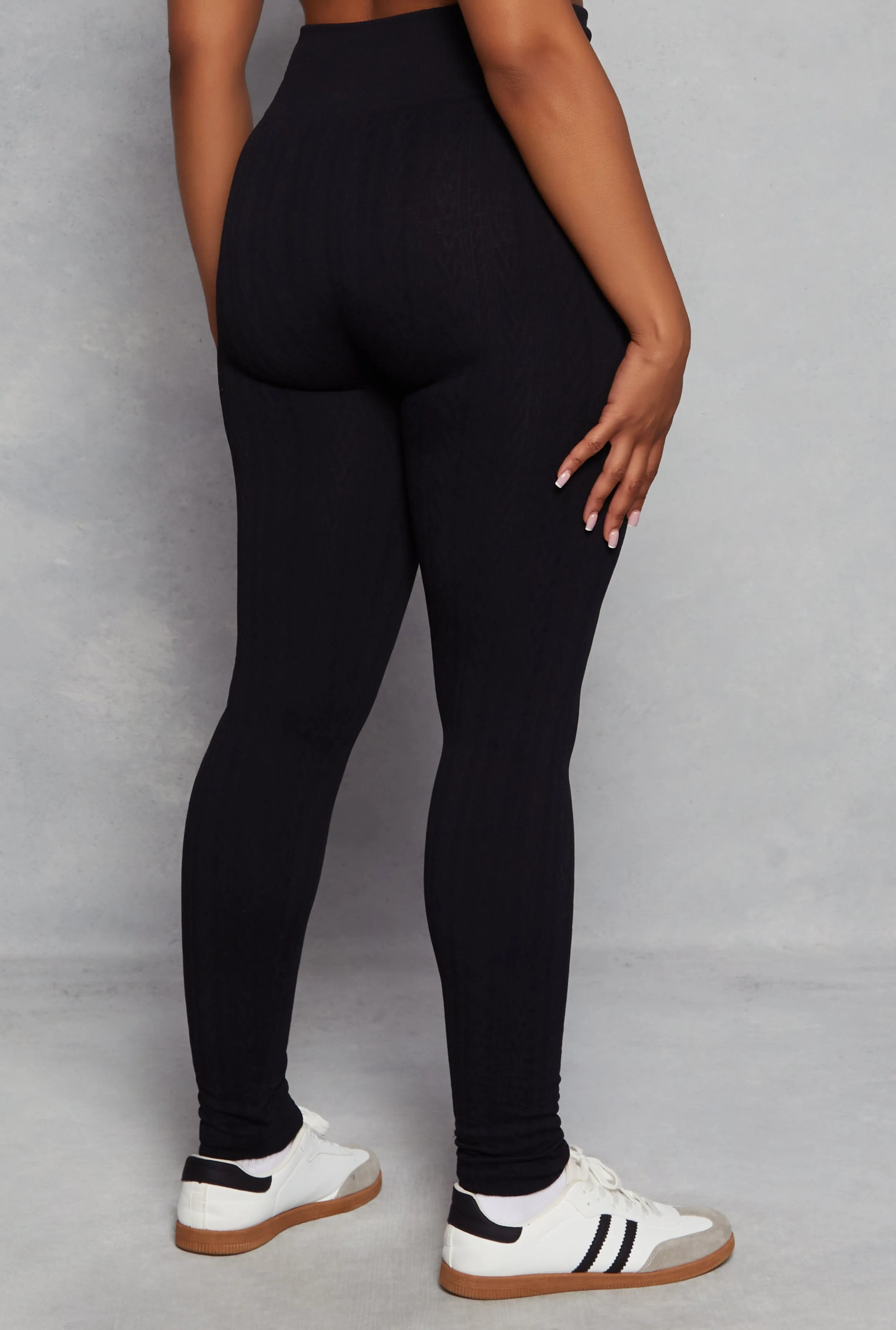 Plus Size Seamless Cable Knit High Waist Leggings sold by Rainbow product image thumbnail 3