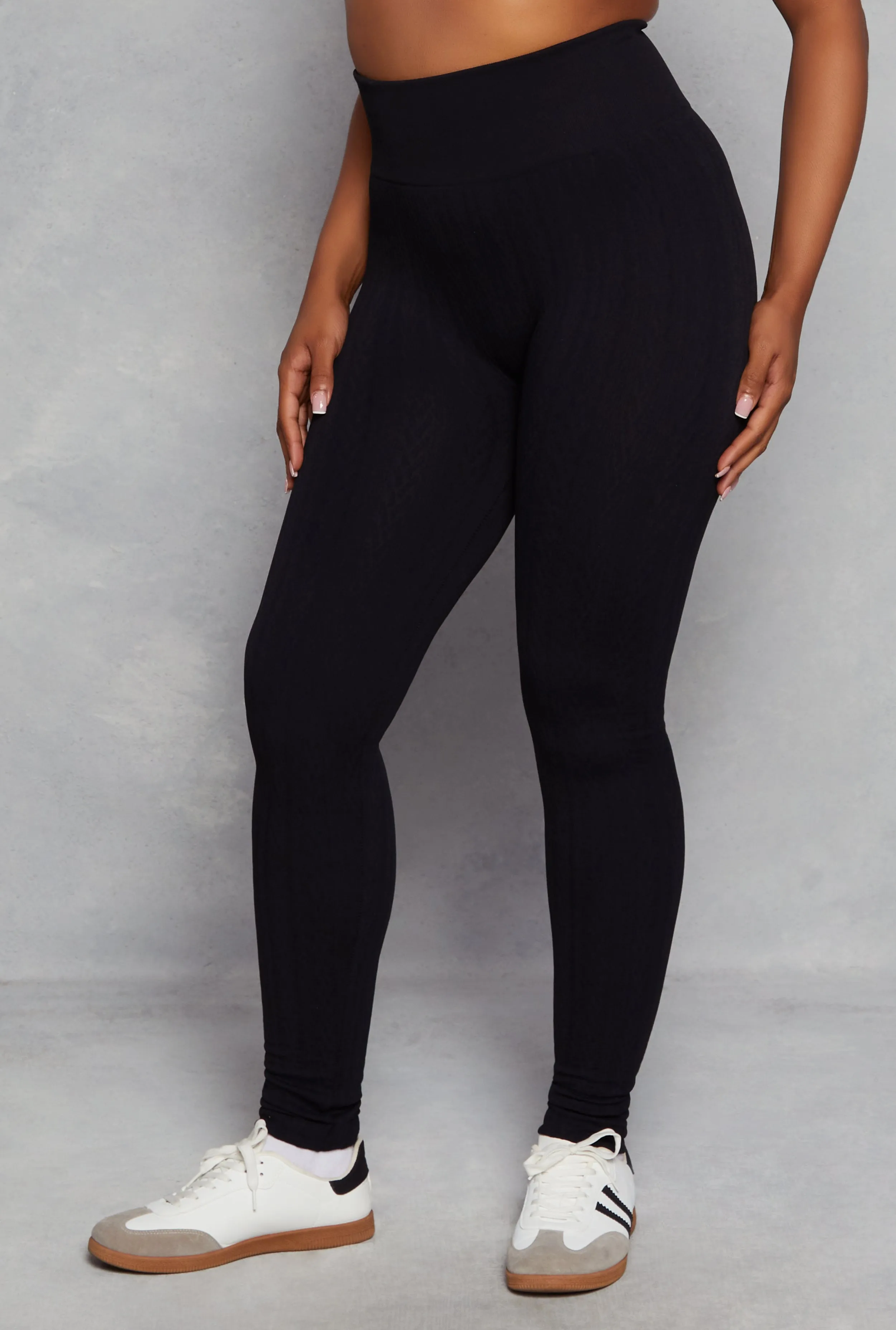 Plus Size Seamless Cable Knit High Waist Leggings sold by Rainbow product image thumbnail 2