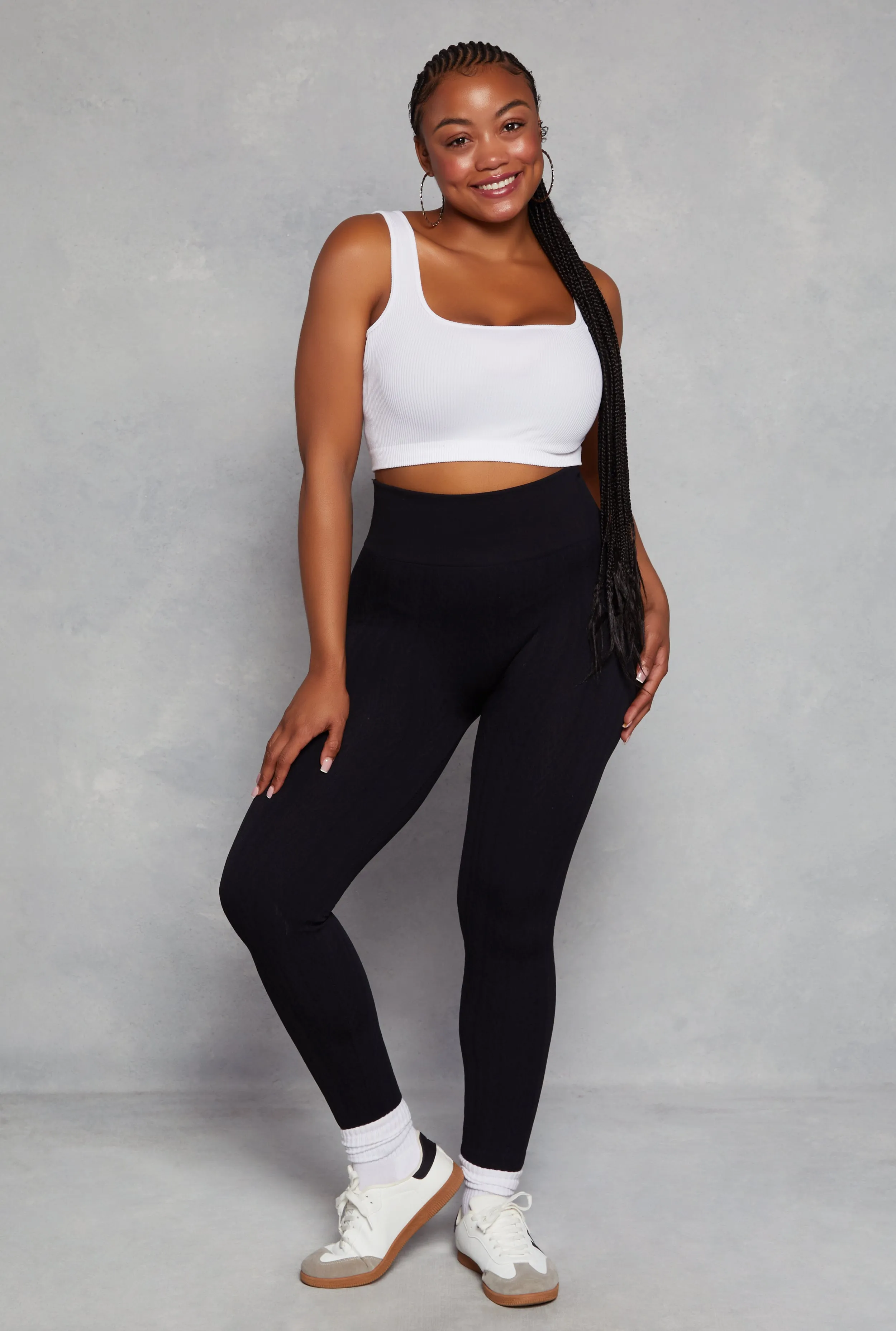 Plus Size Seamless Cable Knit High Waist Leggings sold by Rainbow