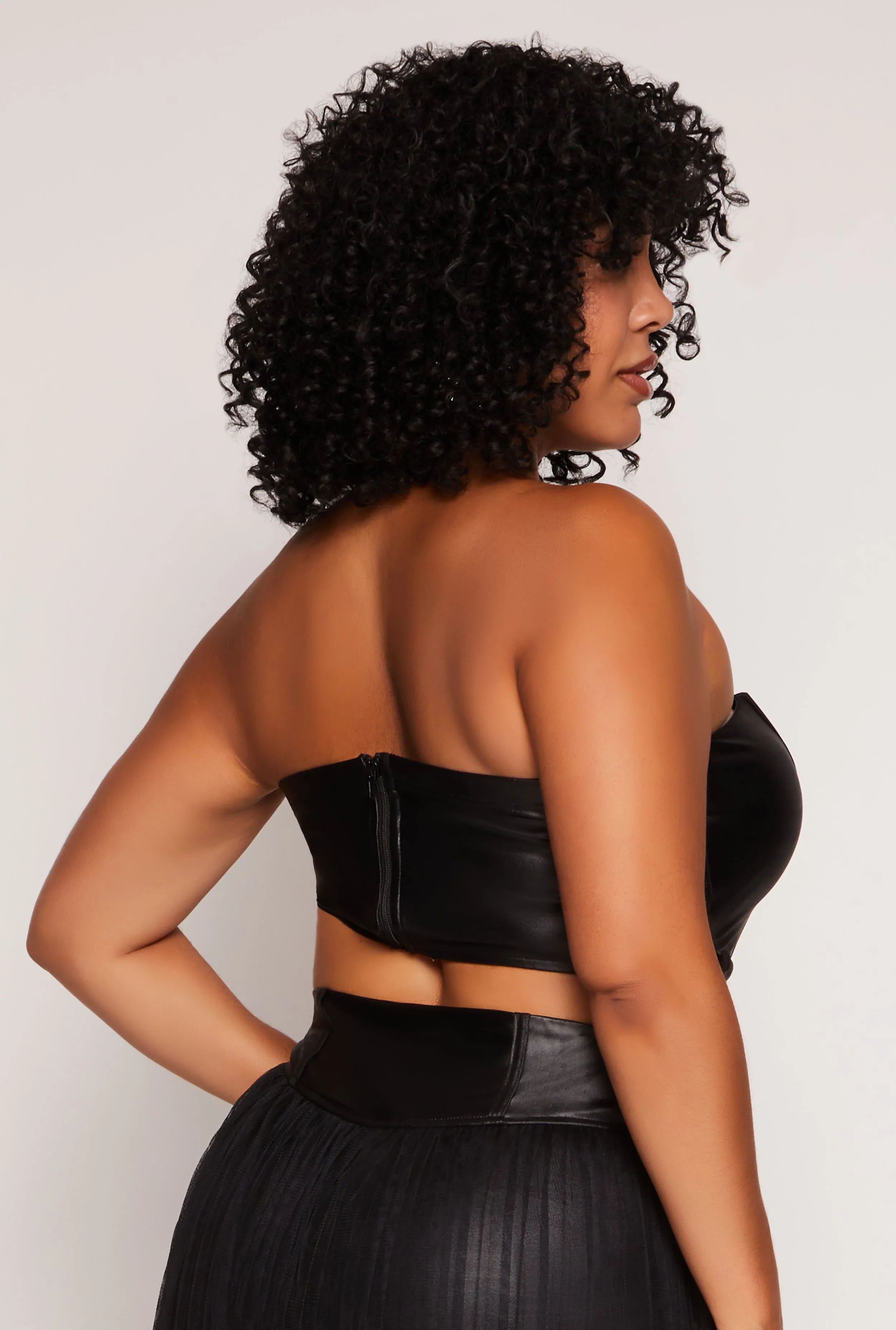 Plus Size Faux Leather Corset Tube Top sold by Rainbow product image thumbnail 3