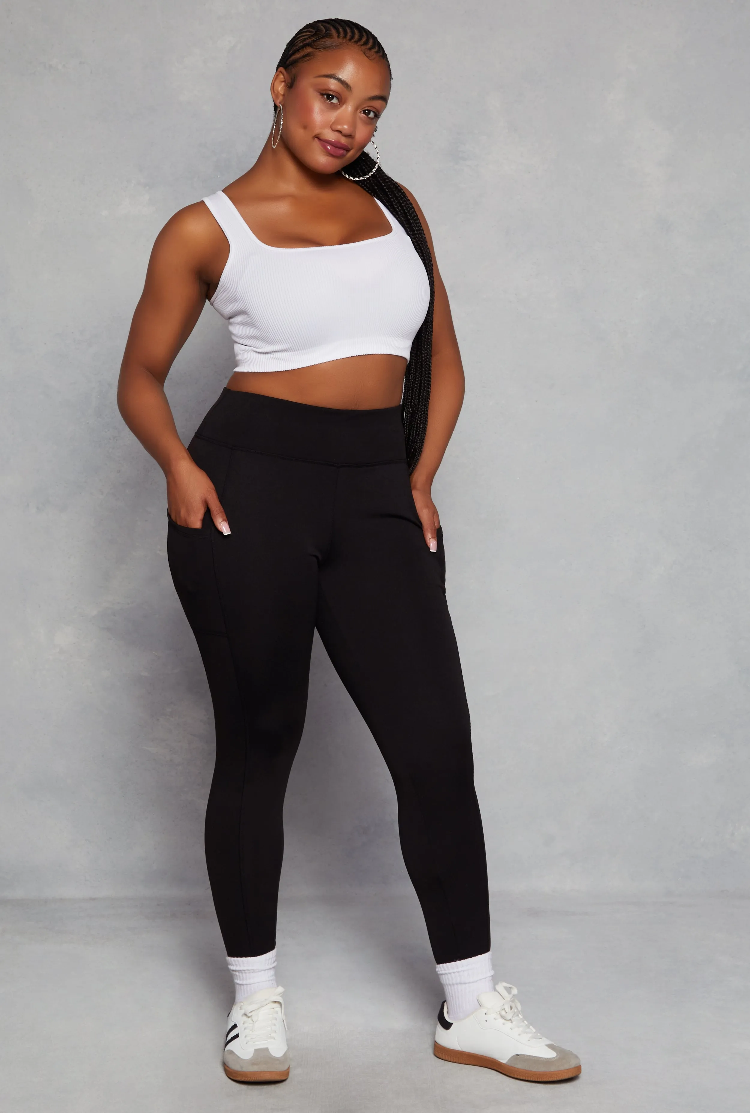 Plus Size High Waist Cell Phone Pocket Leggings sold by Rainbow