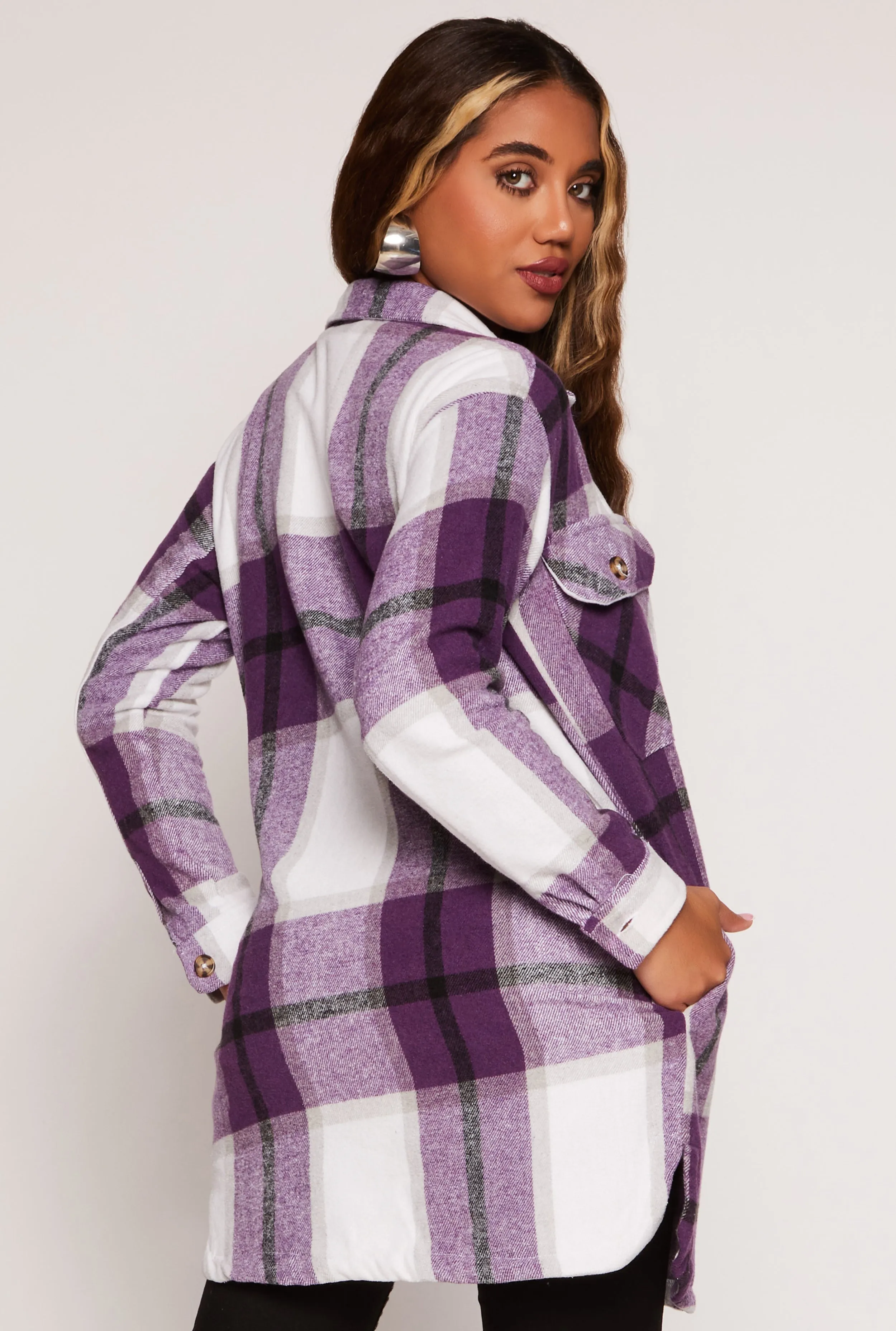 Plaid Long Shacket sold by Rainbow product image thumbnail 3