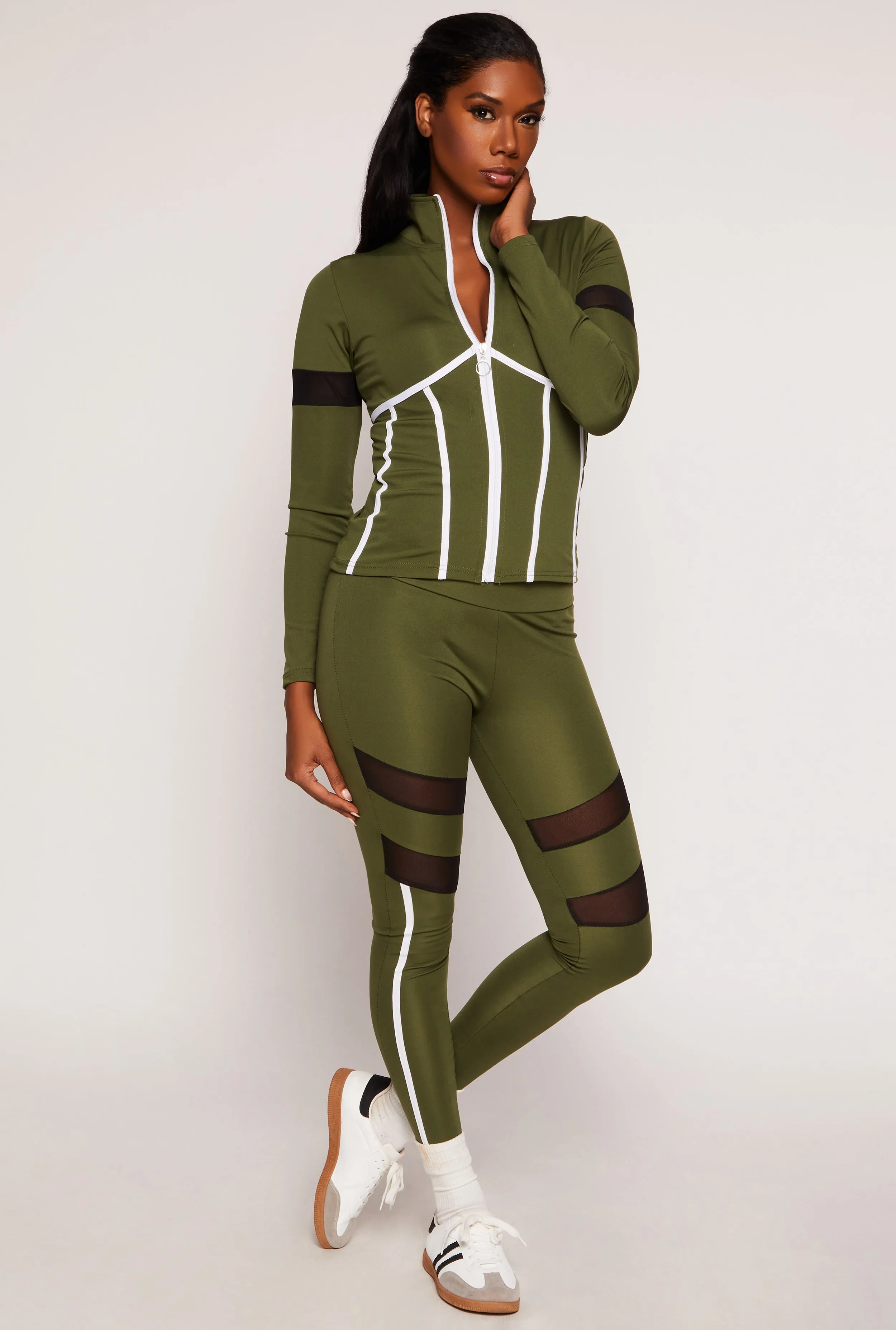 Mesh Detail High Waist Leggings sold by Rainbow