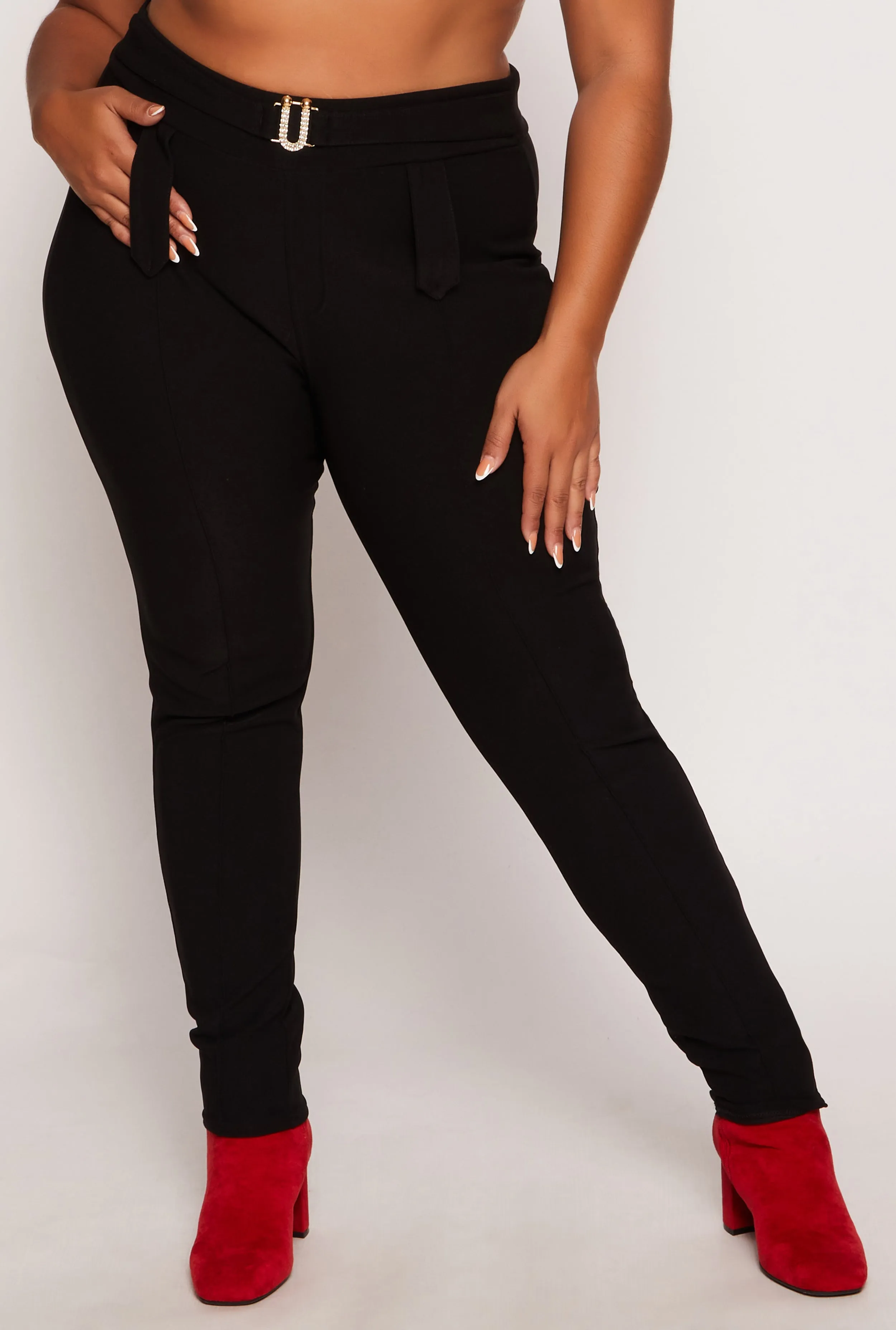 Plus Size Rhinestone Buckle Front Pants sold by Rainbow product image thumbnail 2