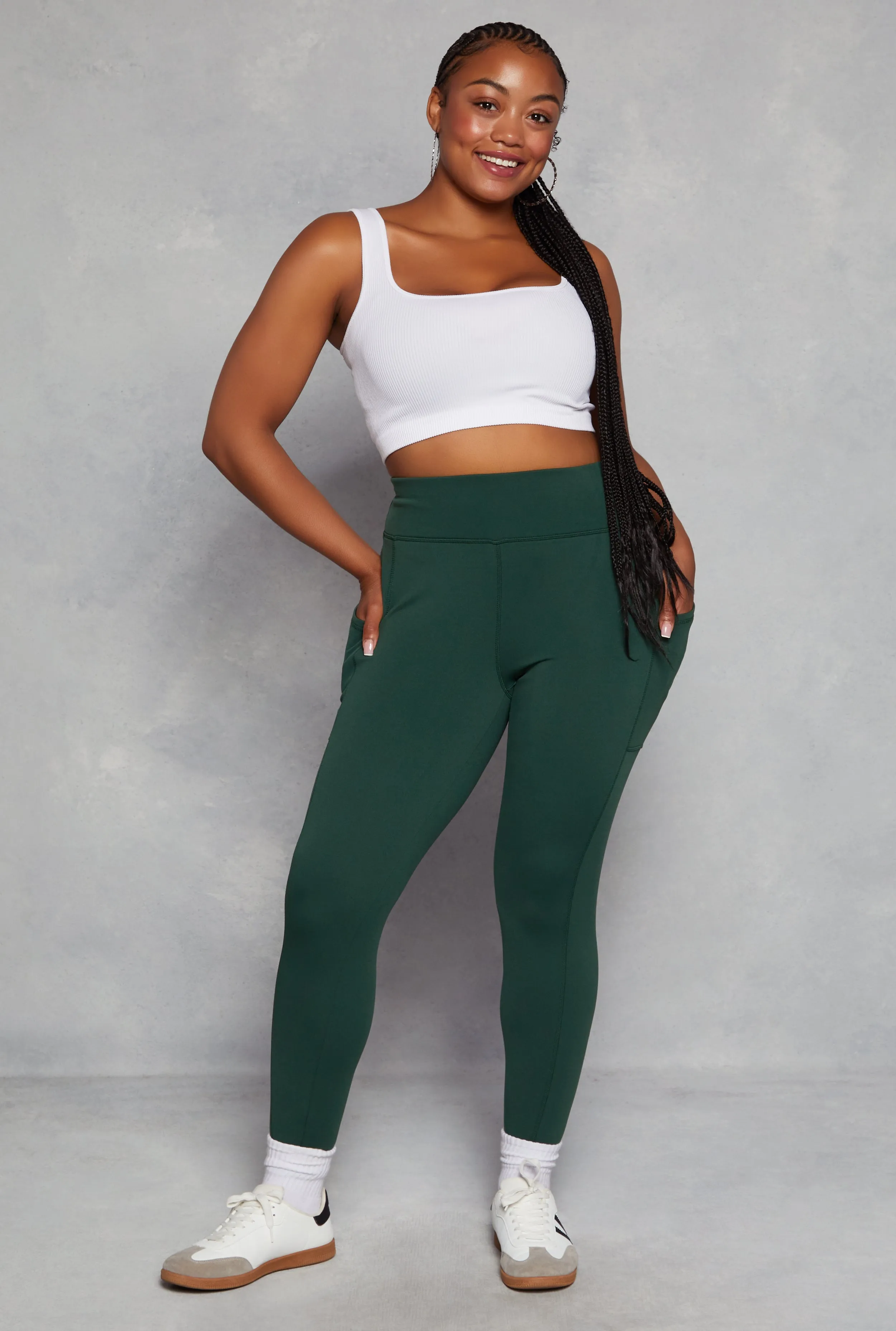 Plus Size High Waist Cell Phone Pocket Leggings sold by Rainbow