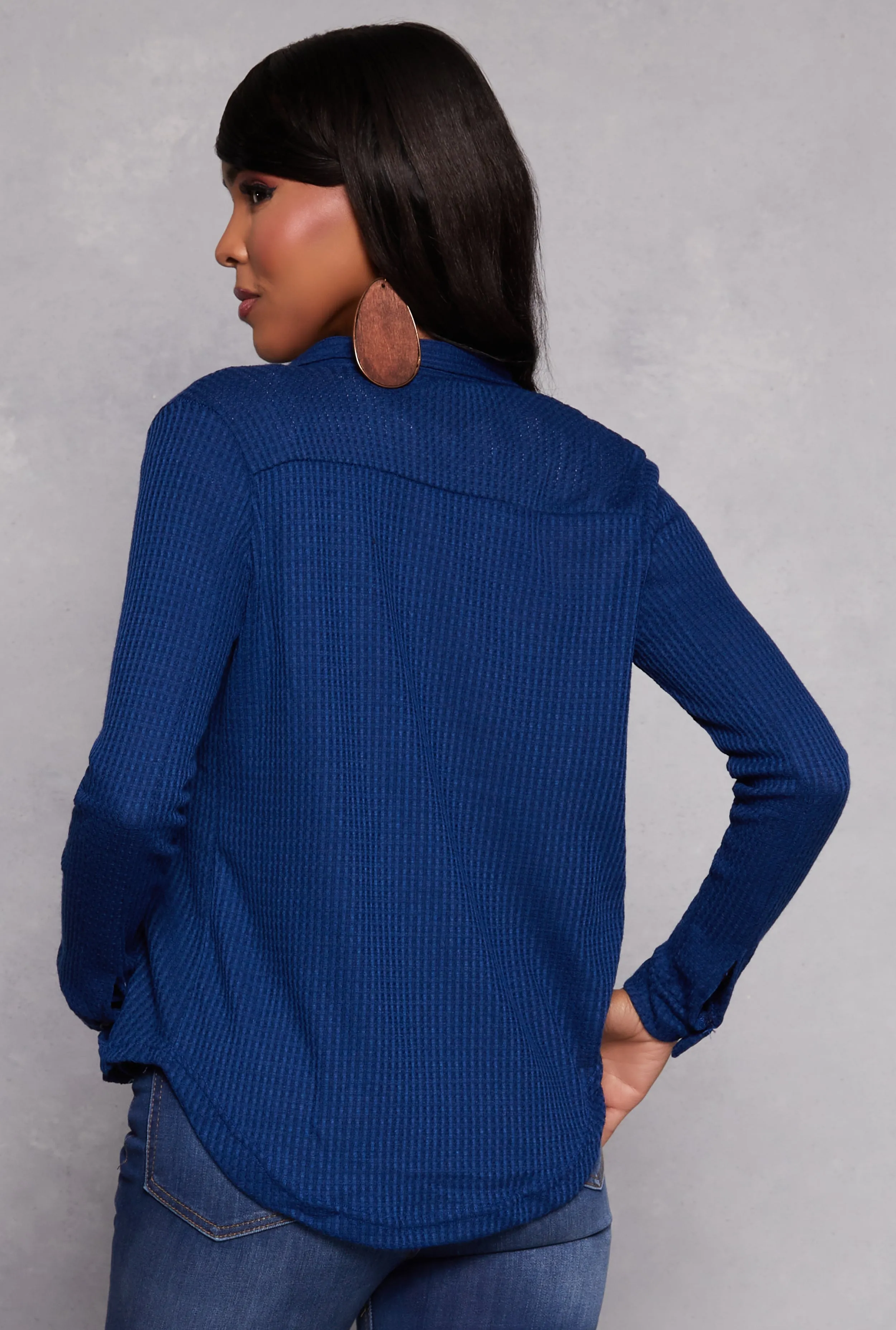 Waffle Knit Button Front Top sold by Rainbow product image thumbnail 3