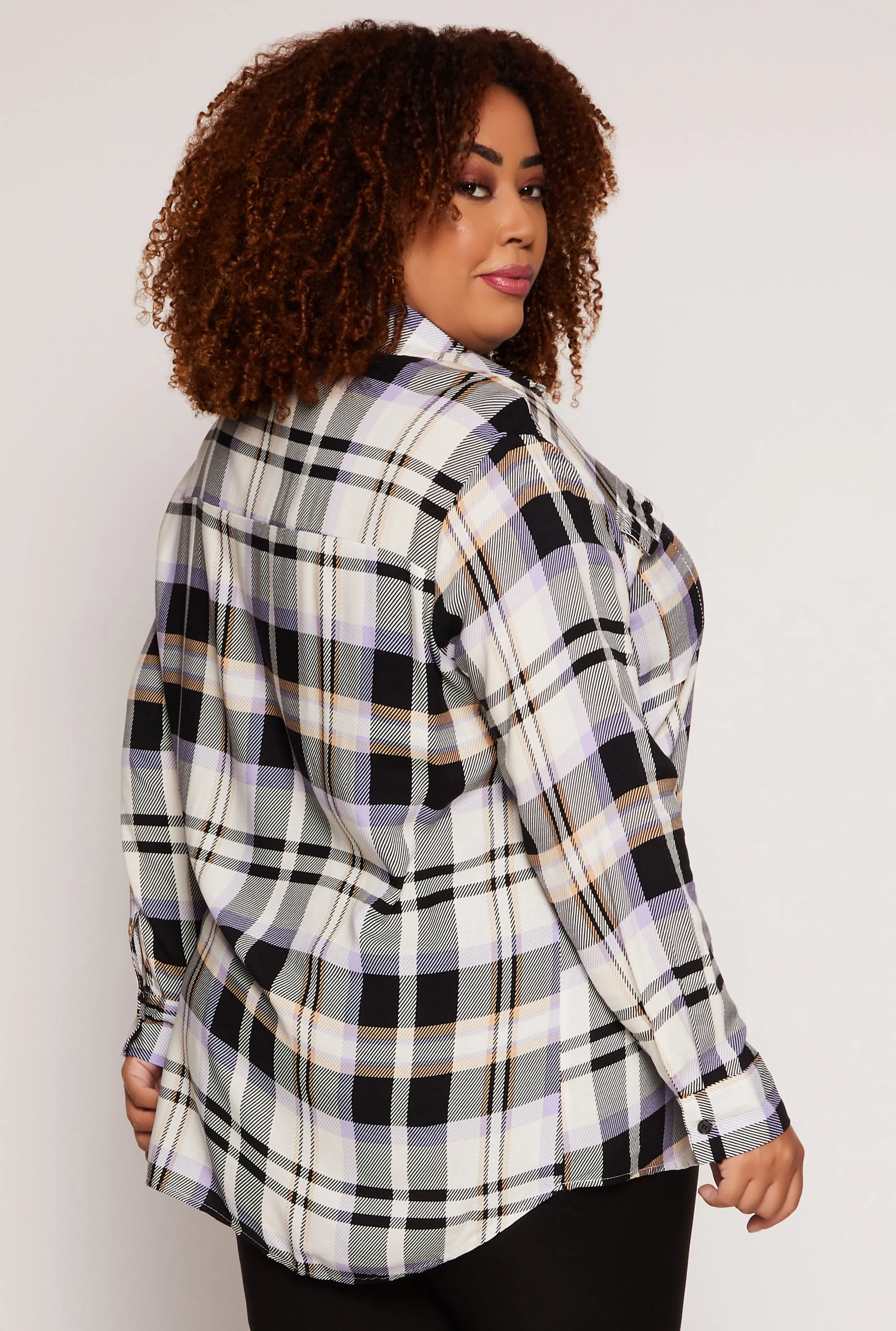 Plus Size Plaid Button Front Blouse sold by Rainbow product image thumbnail 3