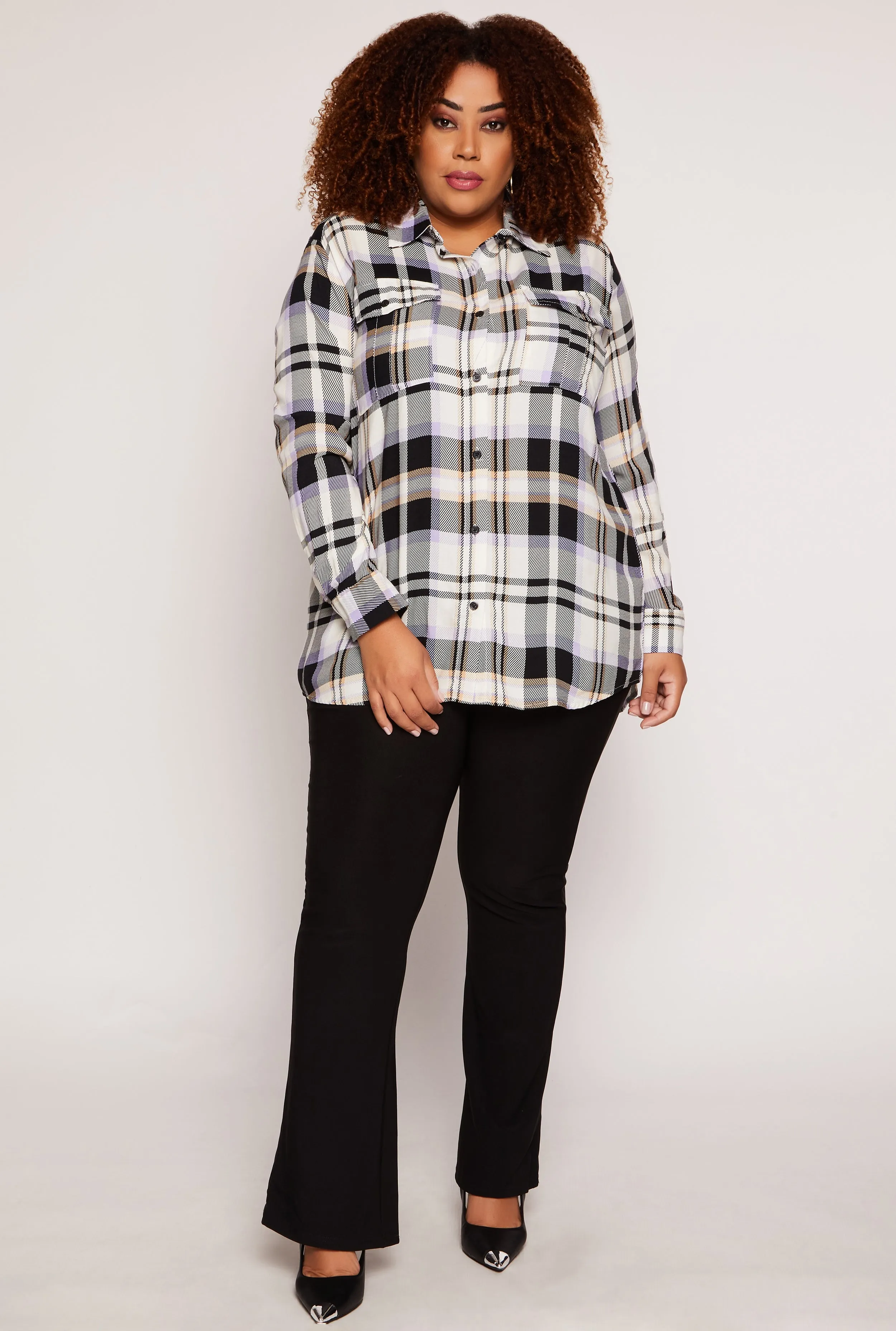 Plus Size Plaid Button Front Blouse sold by Rainbow product image thumbnail 2