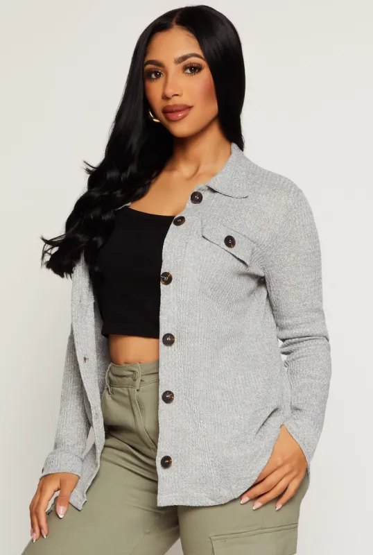 Waffle Knit Button Front Top sold by Rainbow