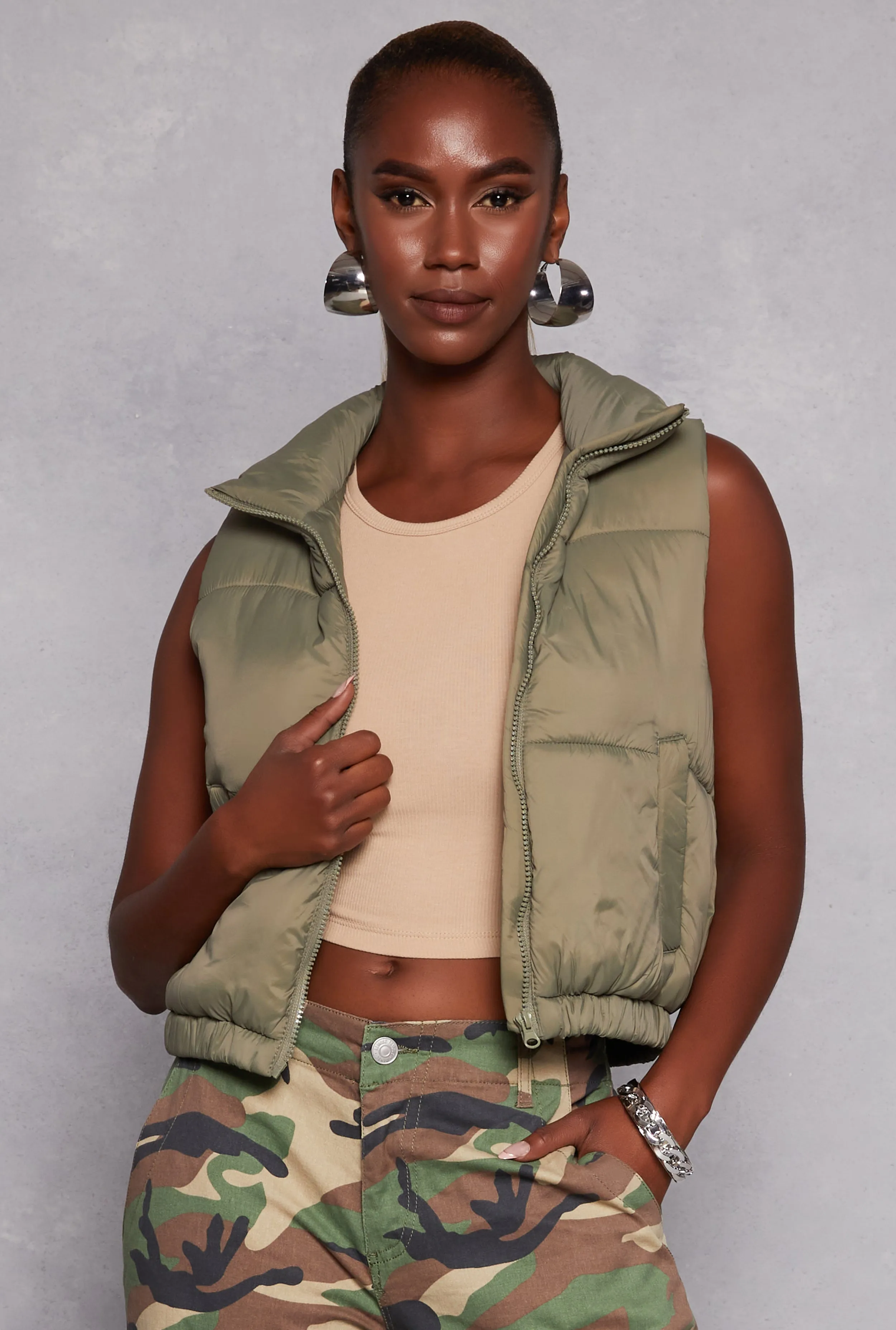 Nylon Zip Front Puffer Vest sold by Rainbow