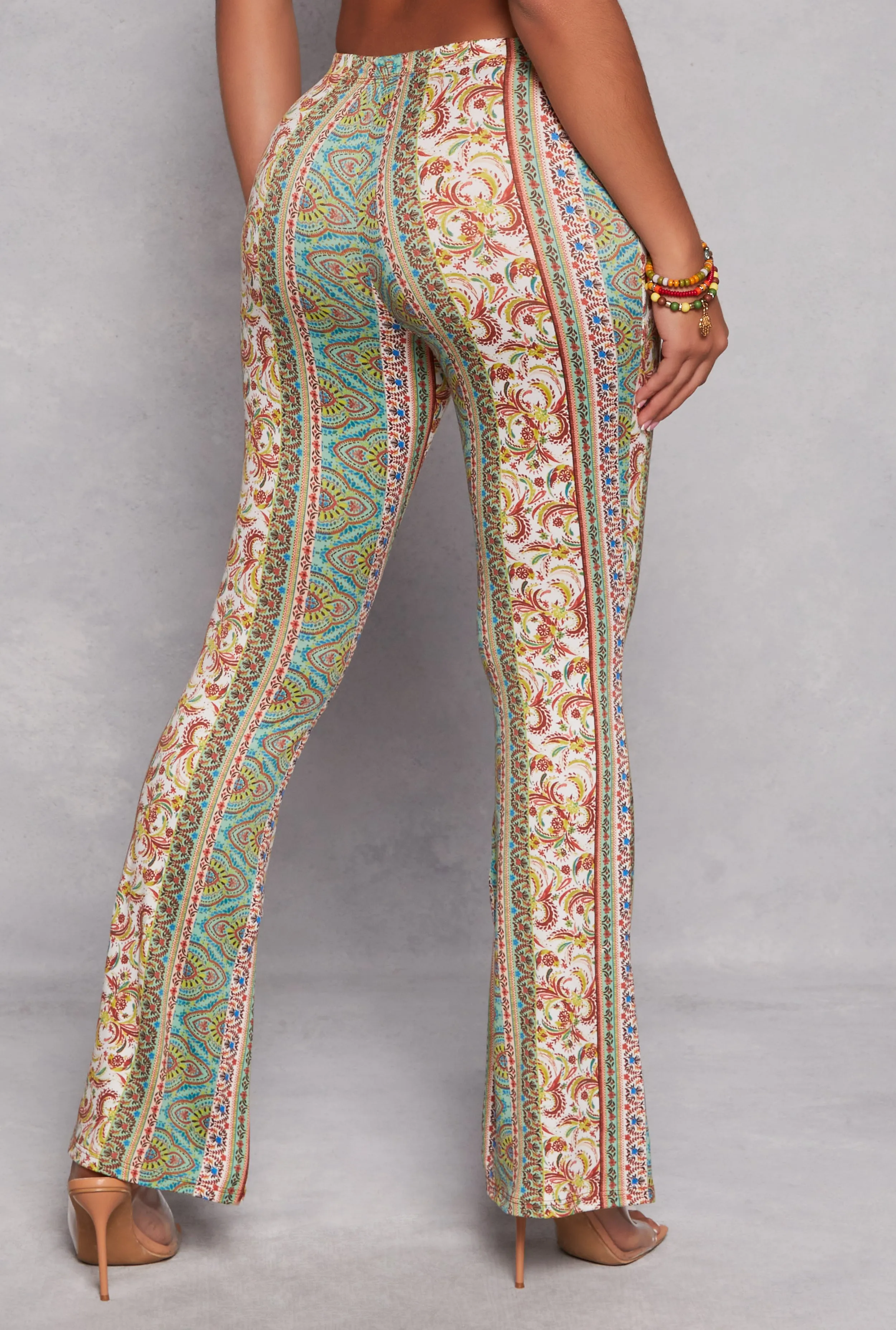 Paisley Border Print High Waisted Flare Pants sold by Rainbow product image thumbnail 3