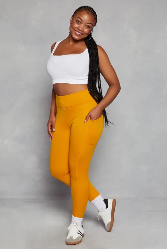 Plus Size High Waist Cell Phone Pocket Leggings sold by Rainbow