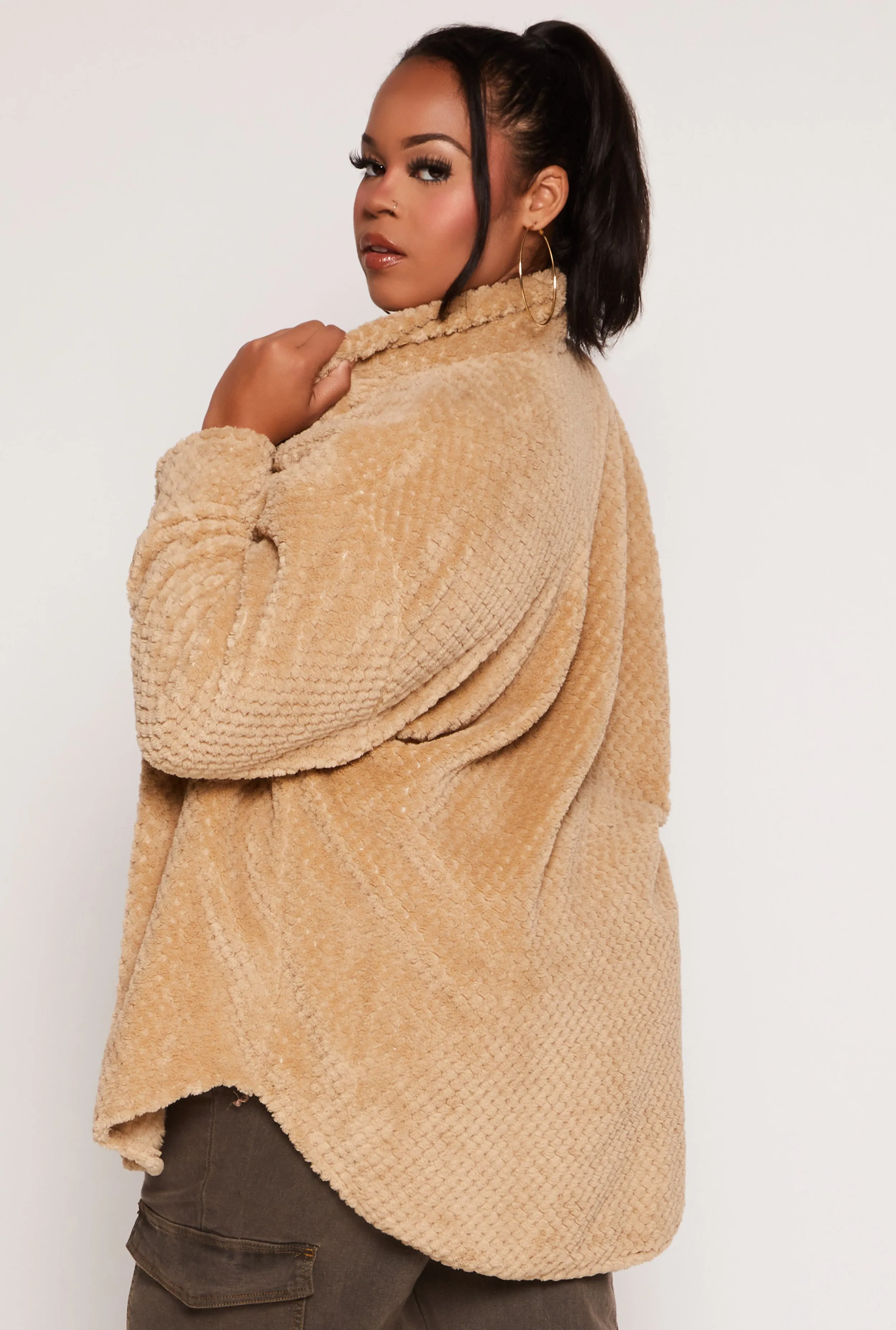 Plus Size Quilted Teddy Shacket sold by Rainbow product image thumbnail 3