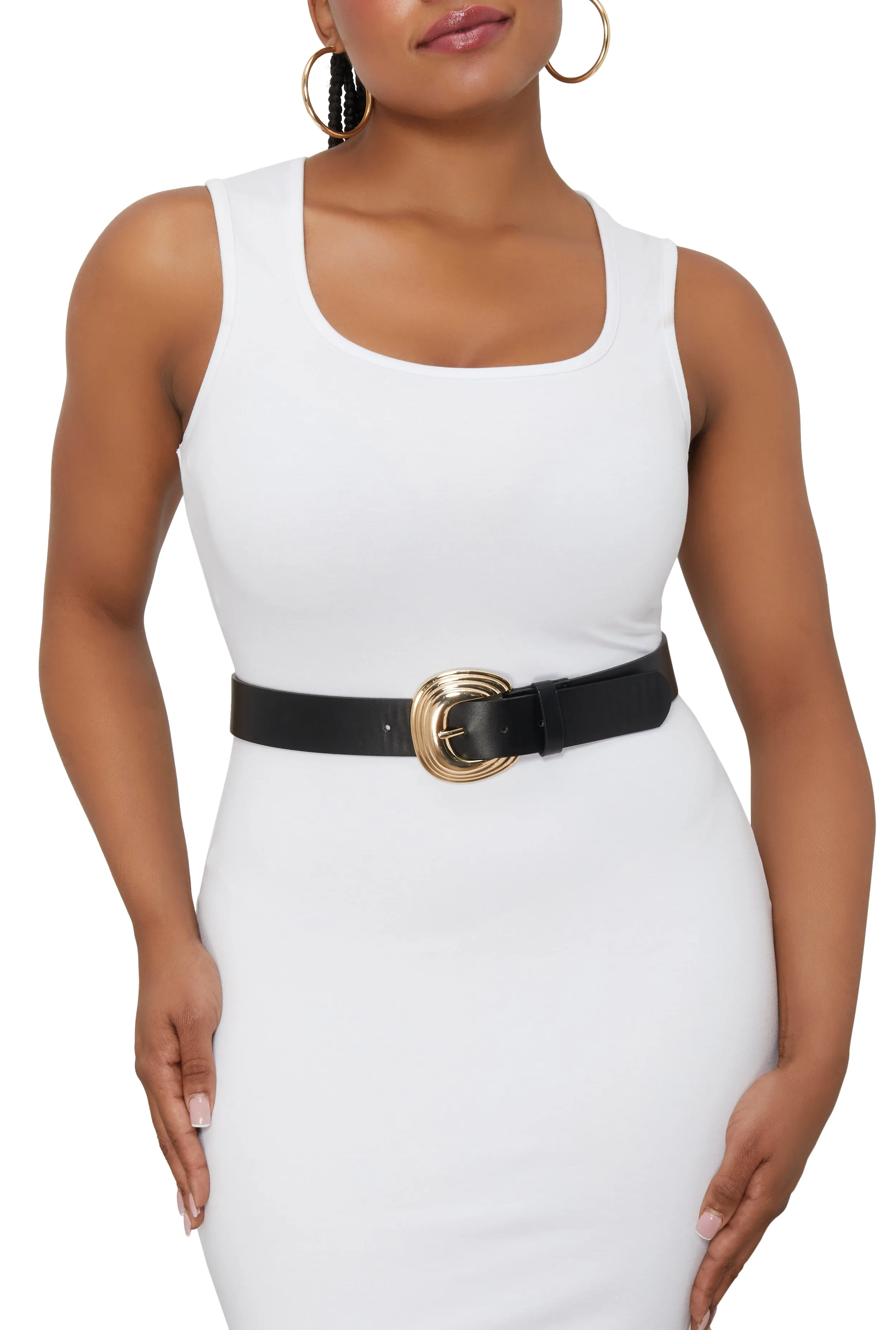 Plus Size Metallic Textured Buckle Belt sold by Rainbow