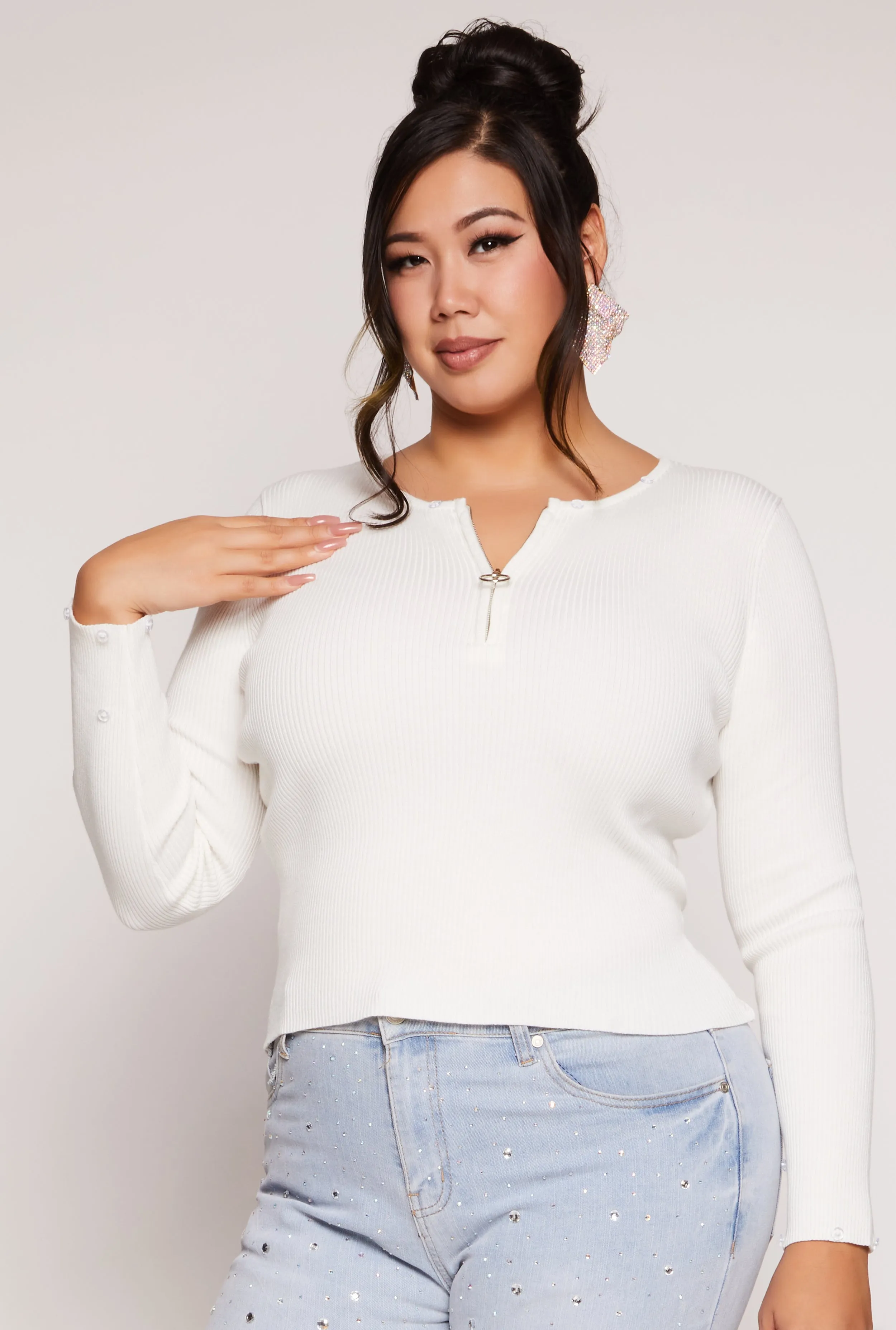 Plus Size Almost Famous Faux Fur Trim Sweater sold by Rainbow product image thumbnail 5