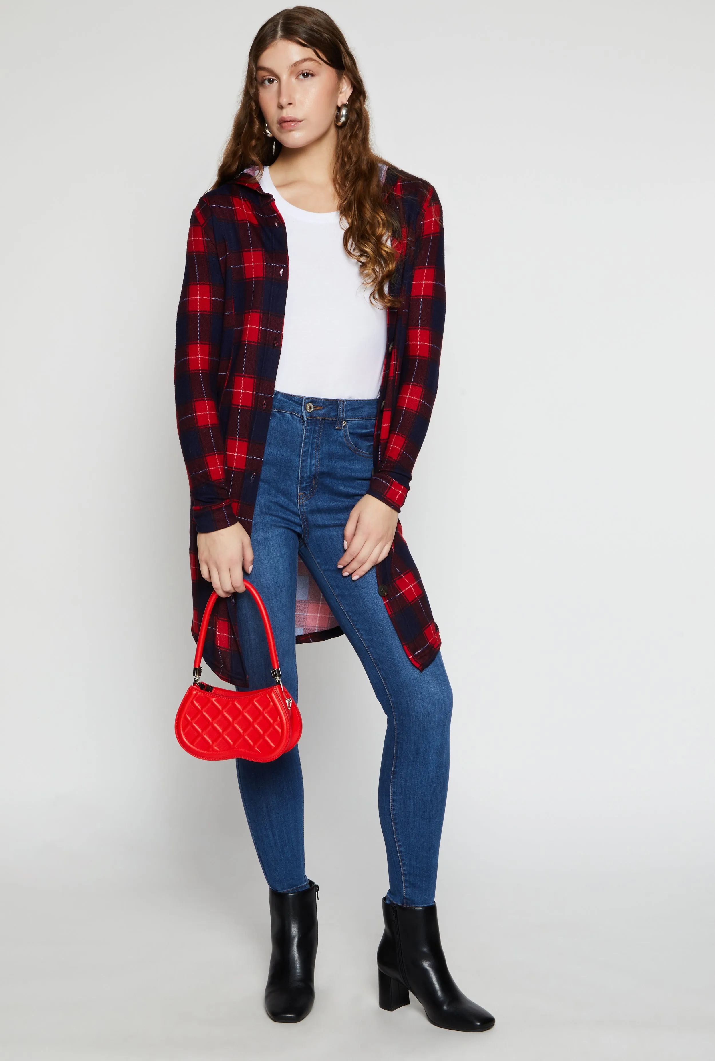 Plaid Hooded Button Front Shirt sold by Rainbow product image thumbnail 2