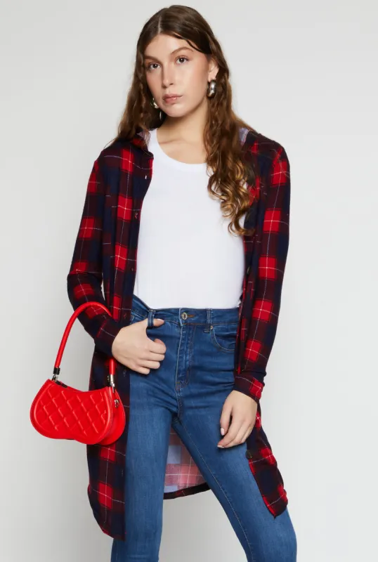 Plaid Hooded Button Front Shirt sold by Rainbow