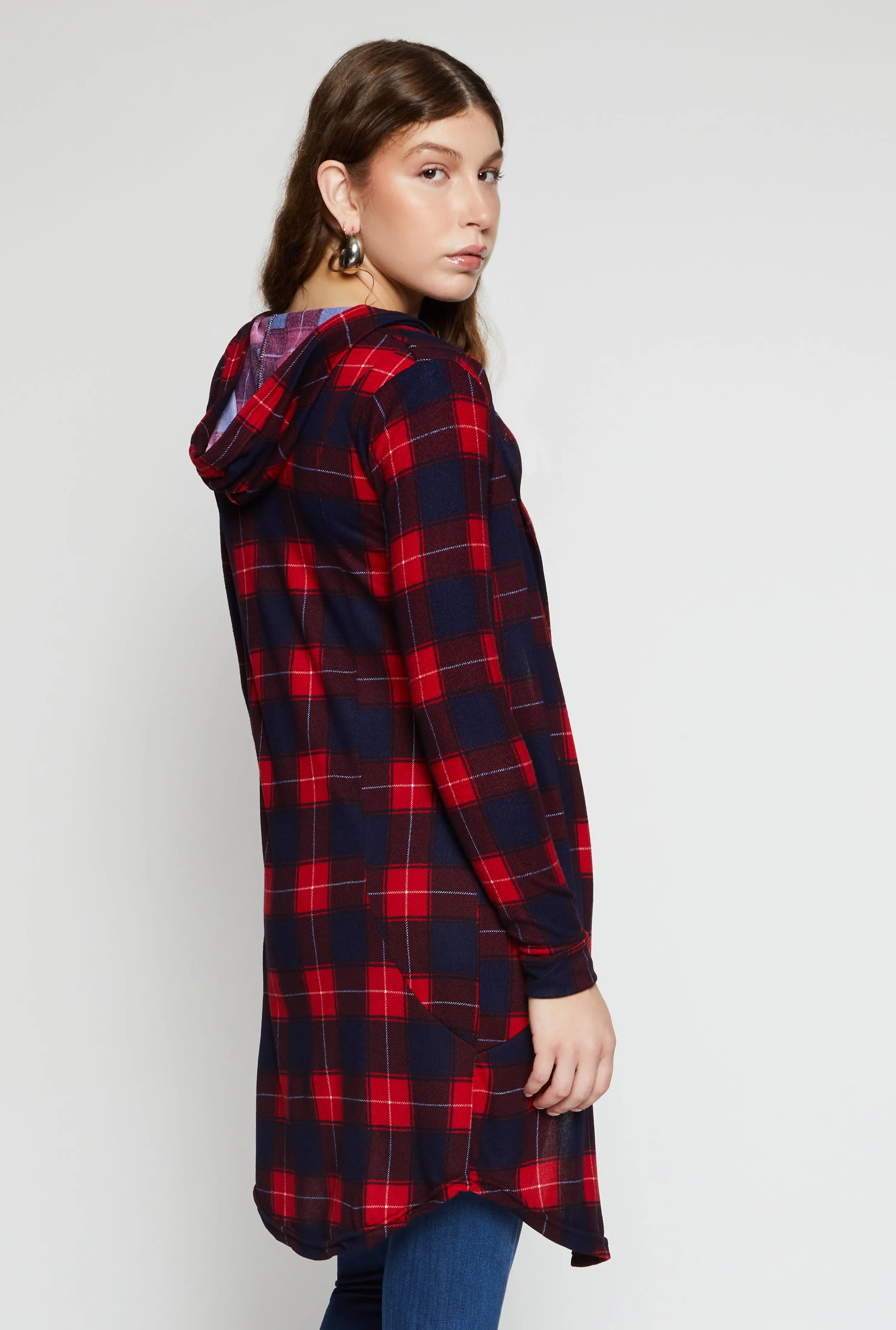 Plaid Hooded Button Front Shirt sold by Rainbow product image thumbnail 3