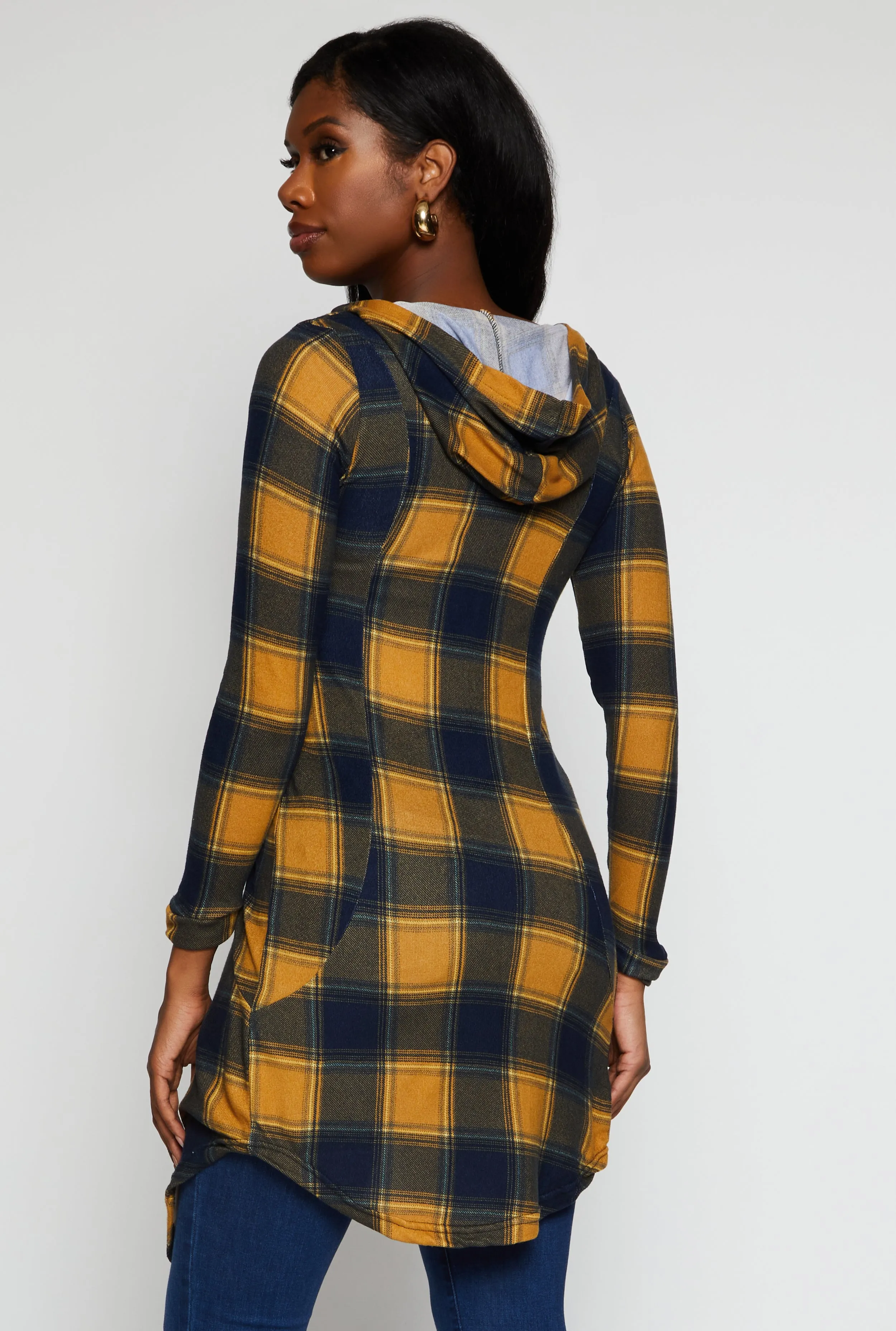 Plaid Hooded Button Front Shirt sold by Rainbow product image thumbnail 3
