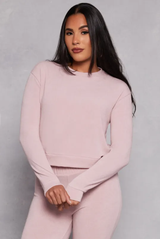 French Terry Crew Neck Long Sleeve Top sold by Rainbow