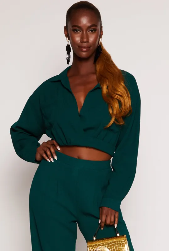 Twist Front Cropped Shirt sold by Rainbow