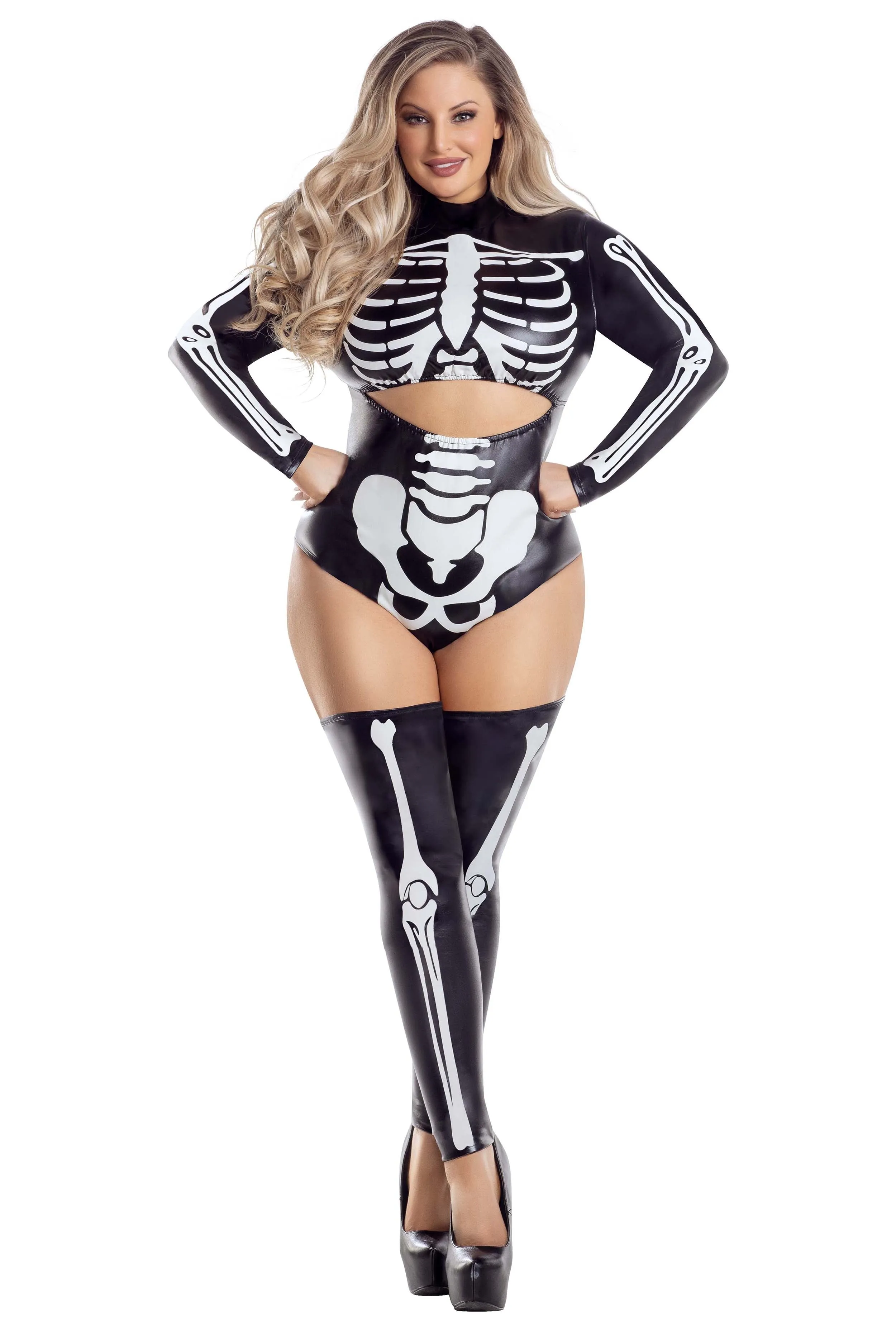 Plus Size Sultry Glow In The Dark Skeleton Costume sold by Rainbow